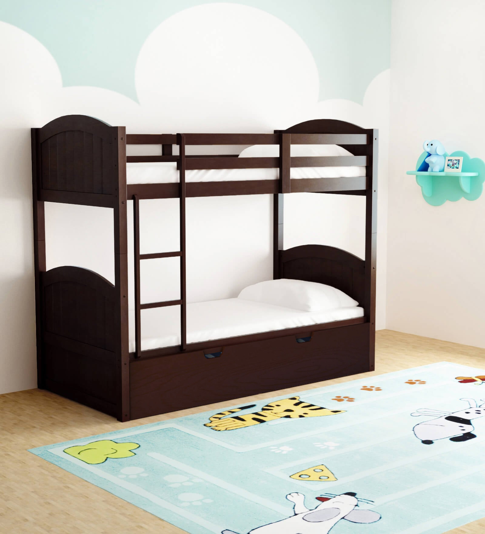 Alexander Bunk Bed with Pull Out Bed in Wenge Finish