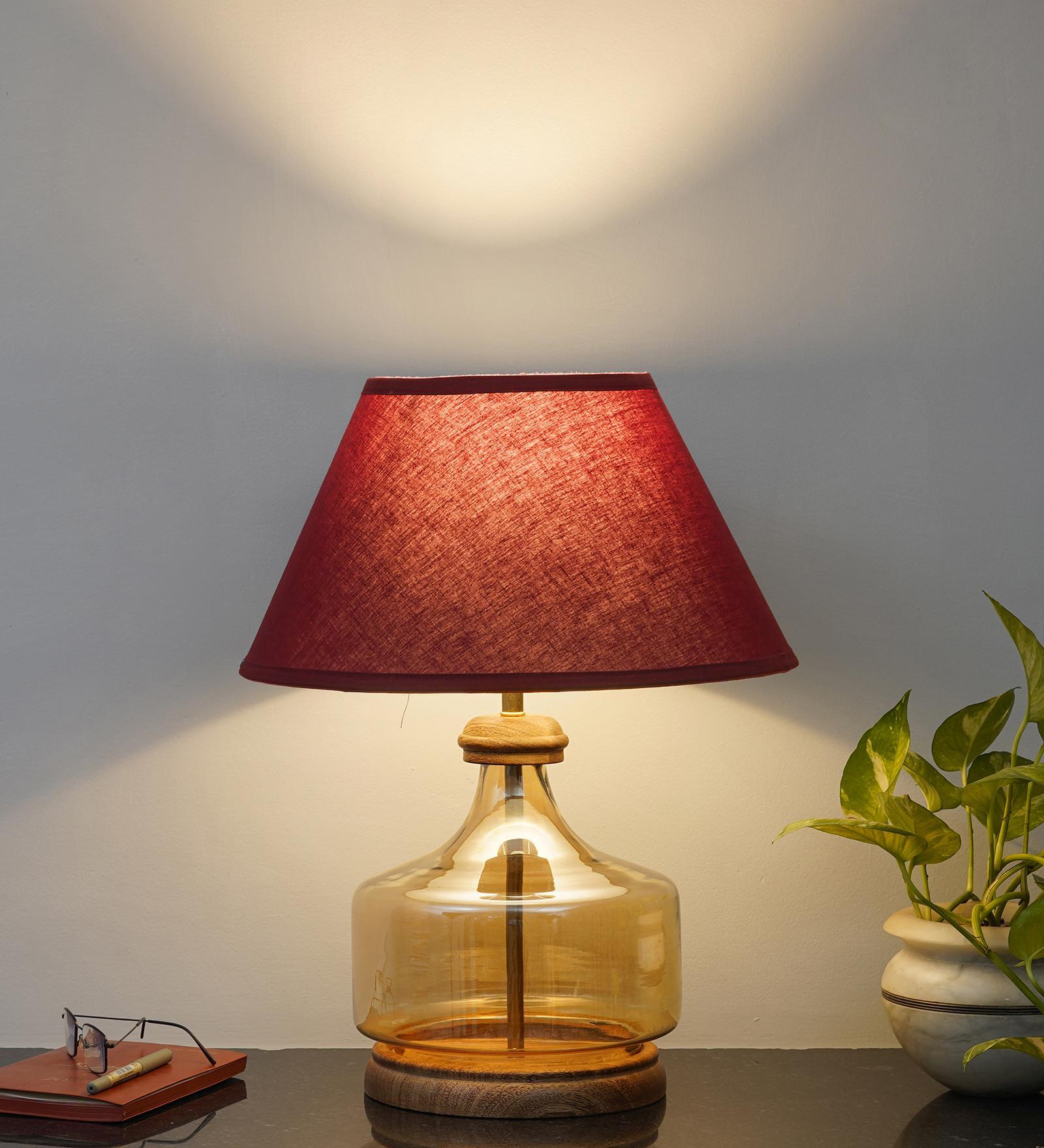 Alexandro Glass & Wood Table Lamp (Amber)