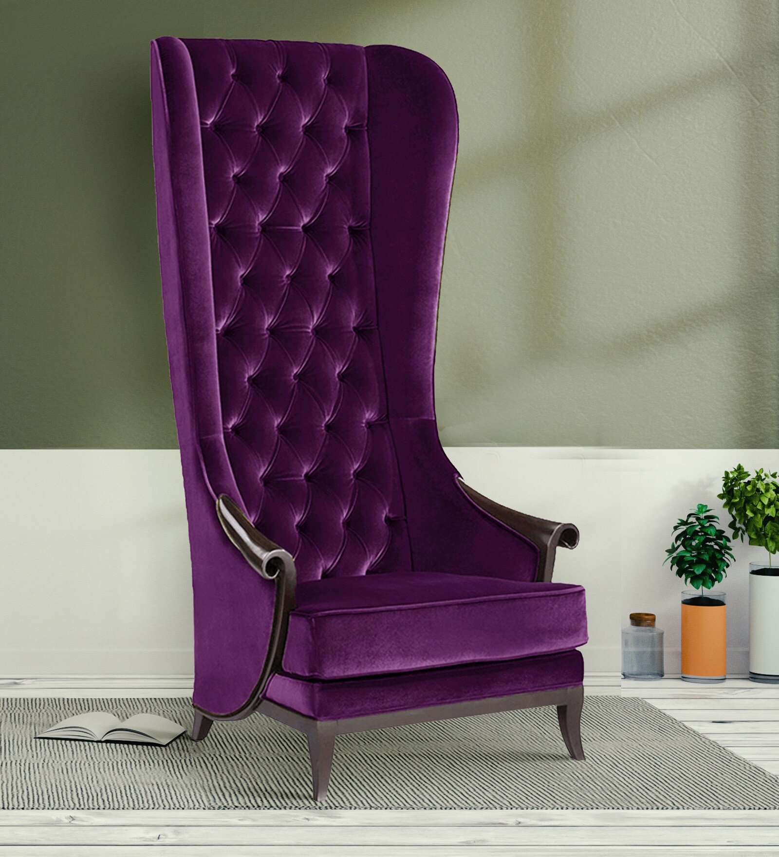 Alexis Premium High Back Arm Chair In Purple