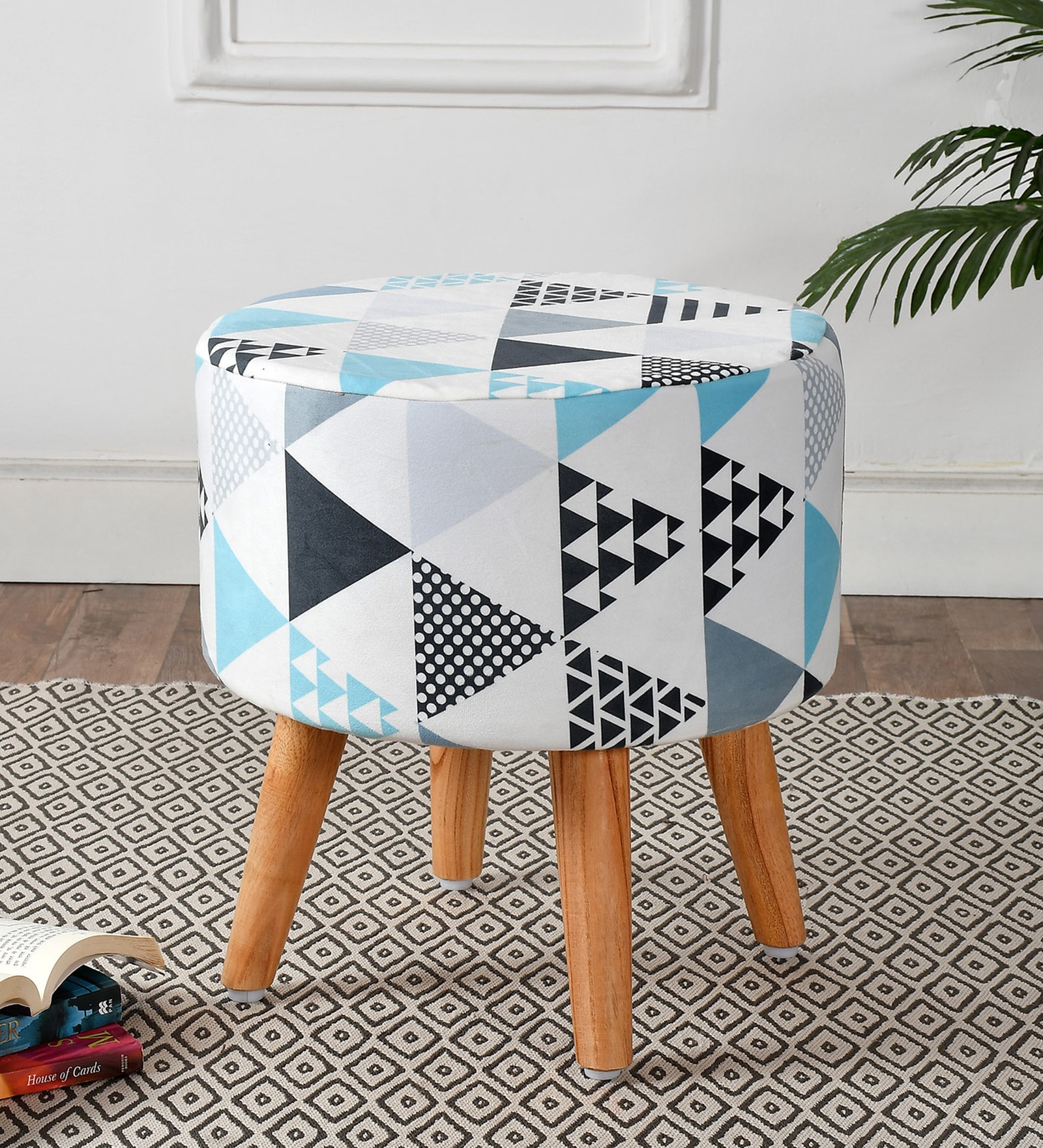Alexis Triangle Fabric Seating Stool In Multi Color