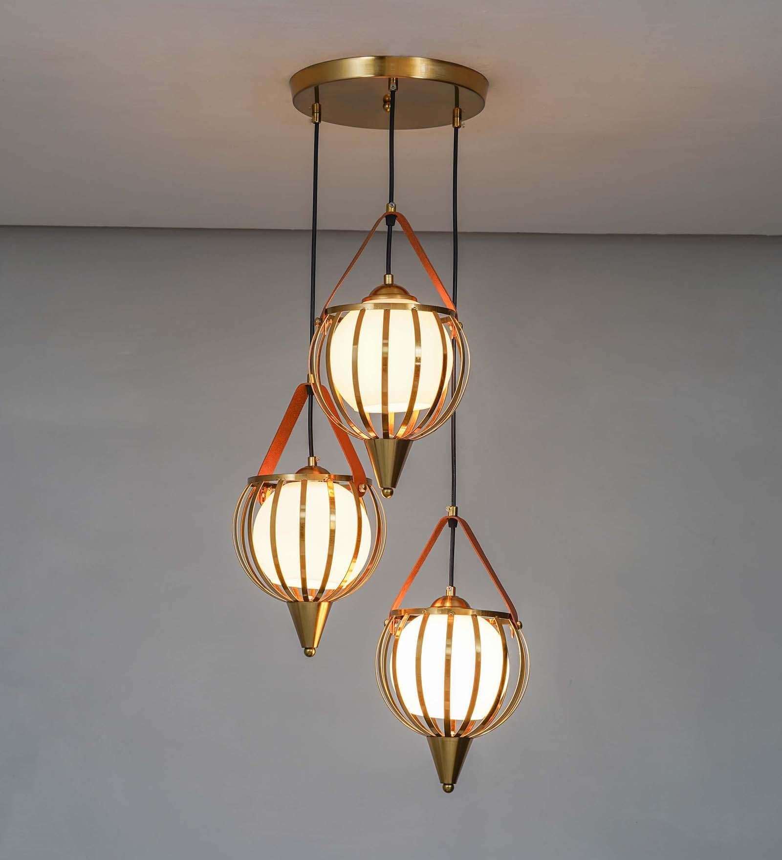 Alfie Metal & Glass 3-Light Ceiling Pendant (Brass)