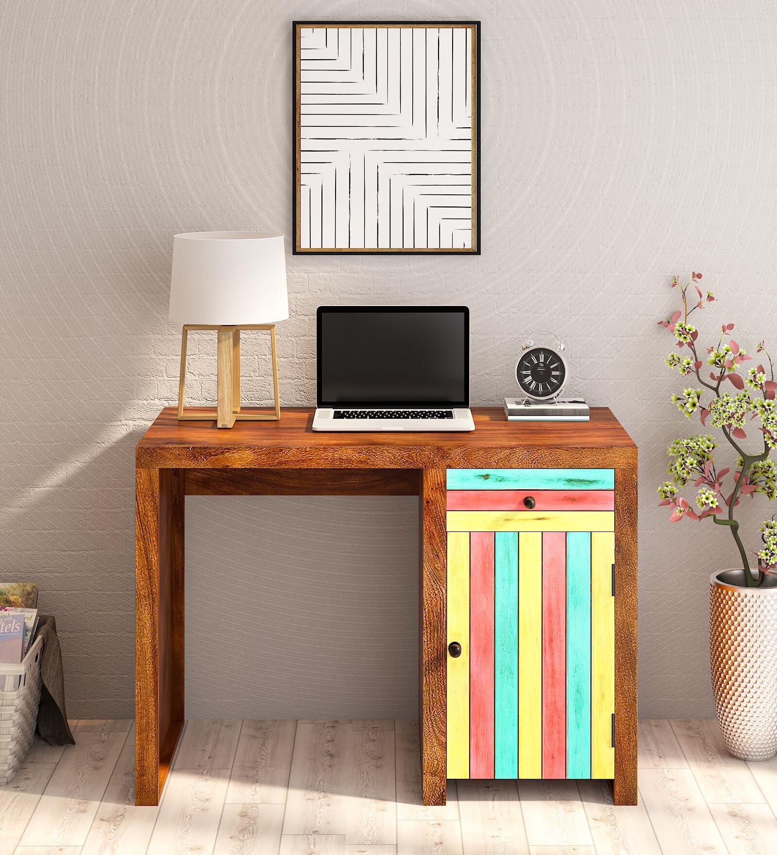 Alfie Solid Wood Study Table In Multicolour