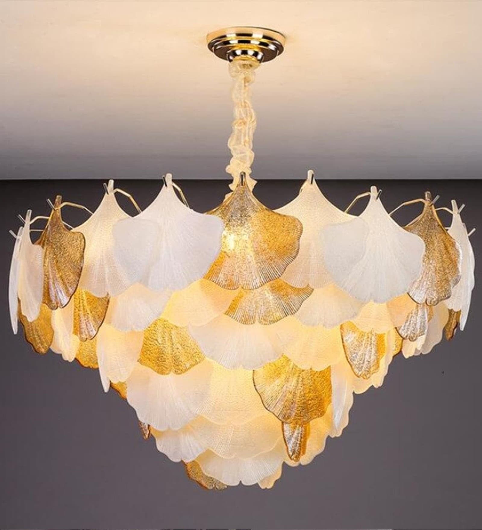 Alhambra Cascade Gold Crystal Chandelier Bulb Light for Living Room