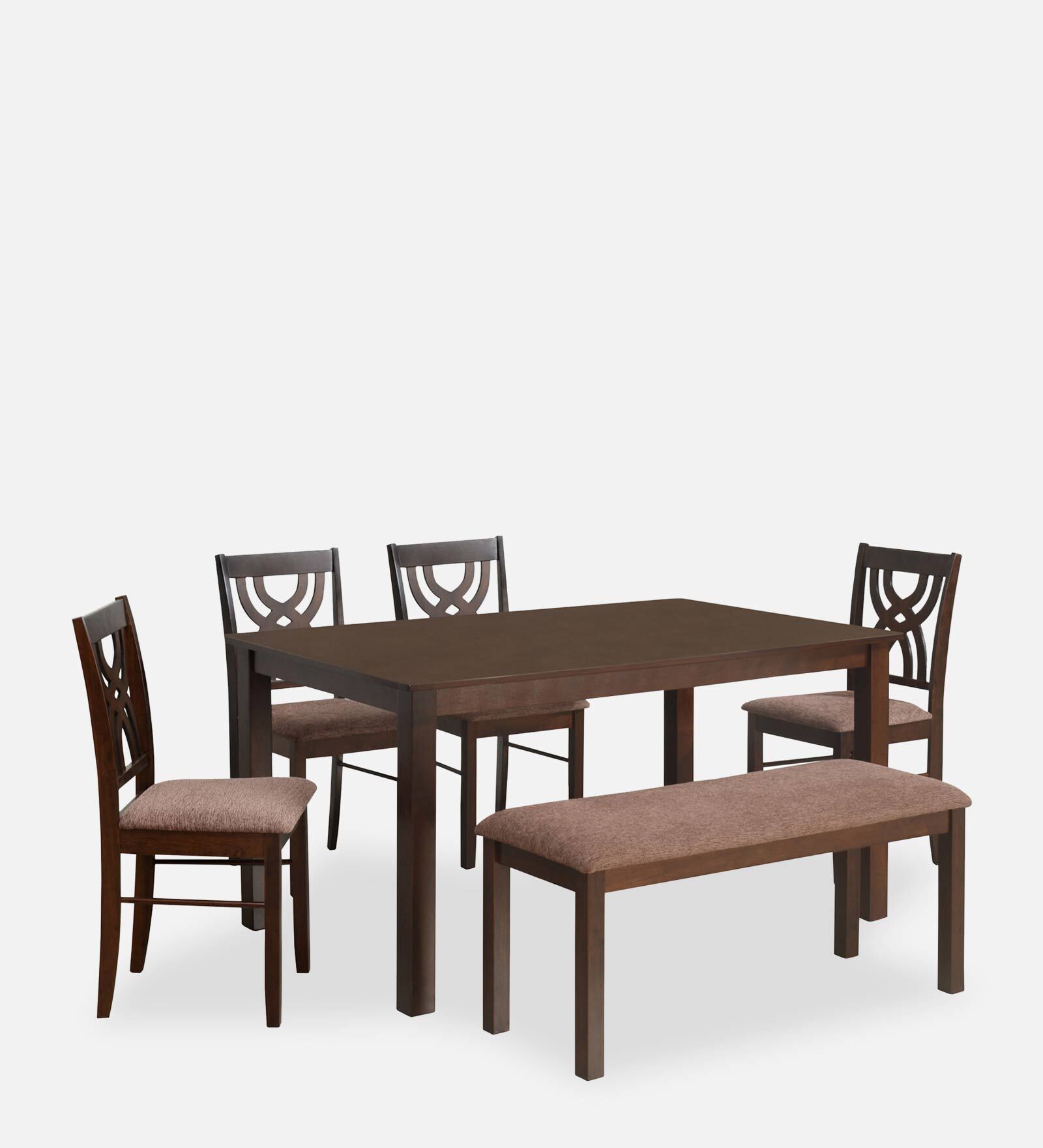 Buy Alice 6 Seater Dining Set in Cherry Finish with Bench Online