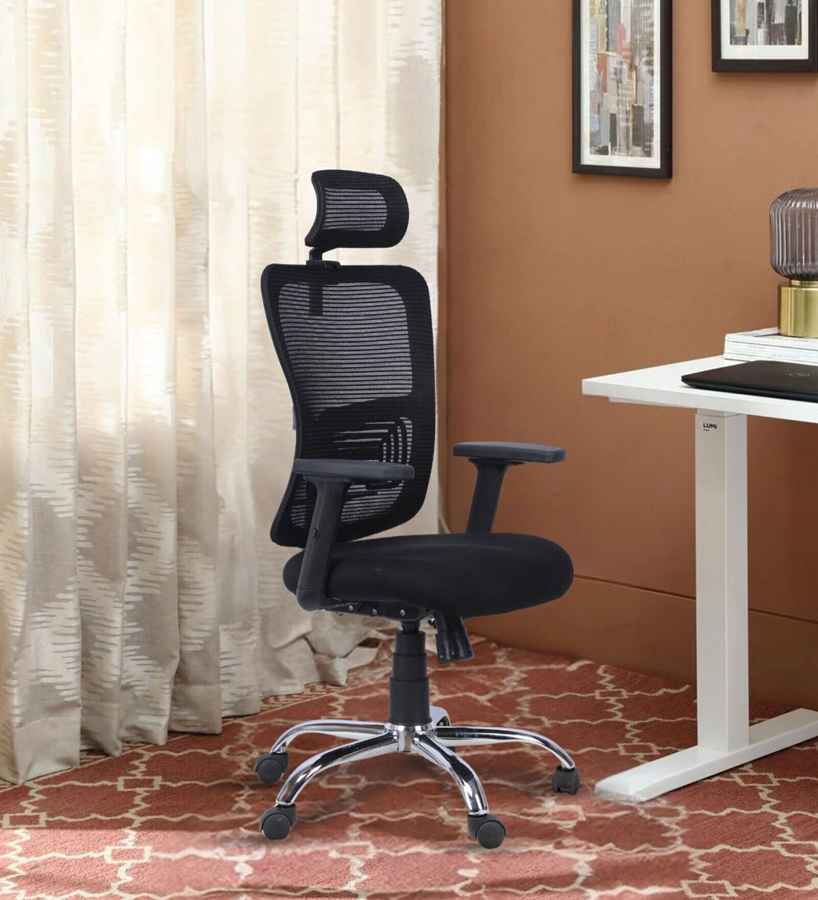 Align Pro Ergonomic Office Chair with Adjustable Lumbar Support and Headrest in Black Colour Align Pro Ergonomic Office Chair with Adjustable Lumbar Support and Headrest in Black Colour