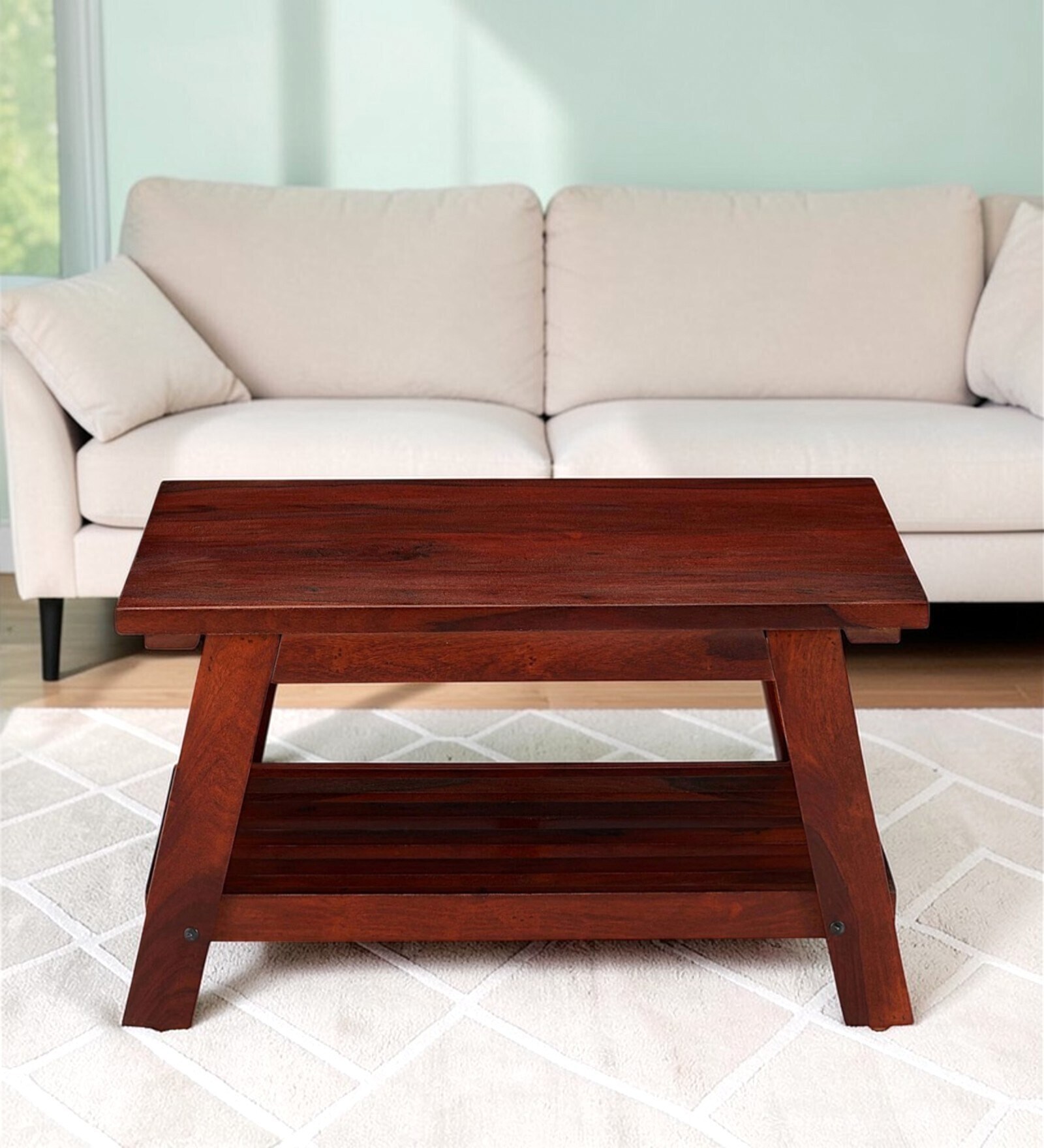 Alison Accent Rectangle Coffee Table In Honey Finish