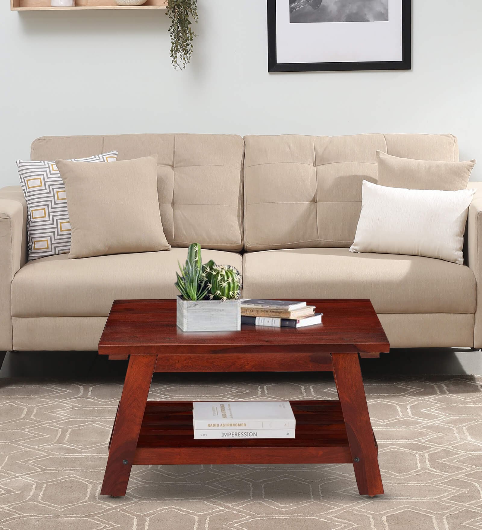 Alison Accent Rectangle Coffee Table In Honey Finish