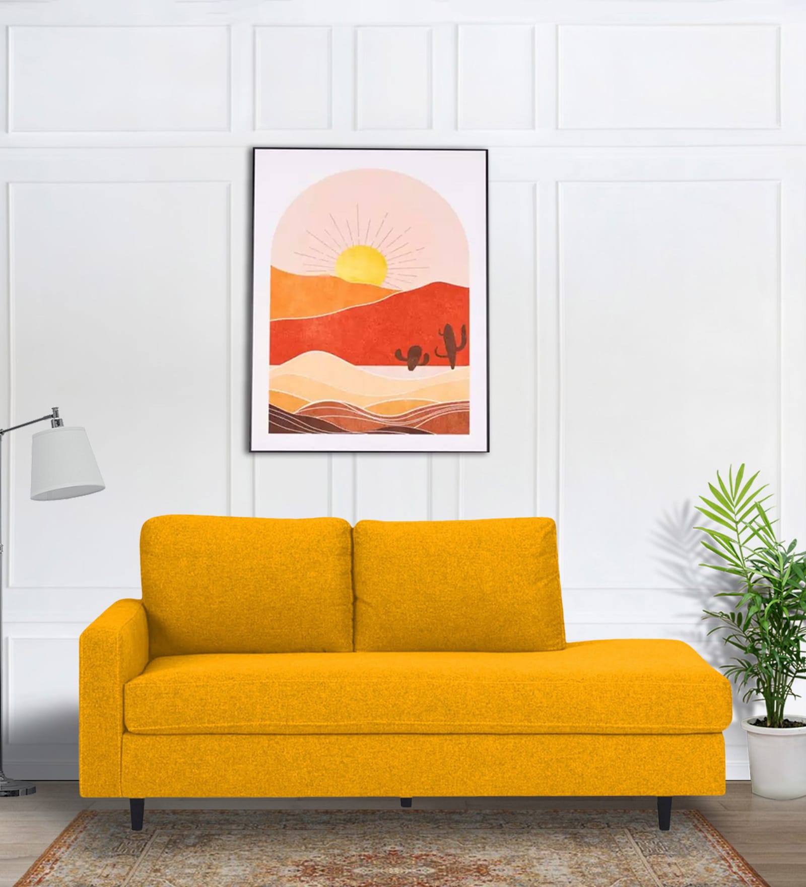 Alitza RHS Fabric Chaise Lounger in Bold Yellow Colour