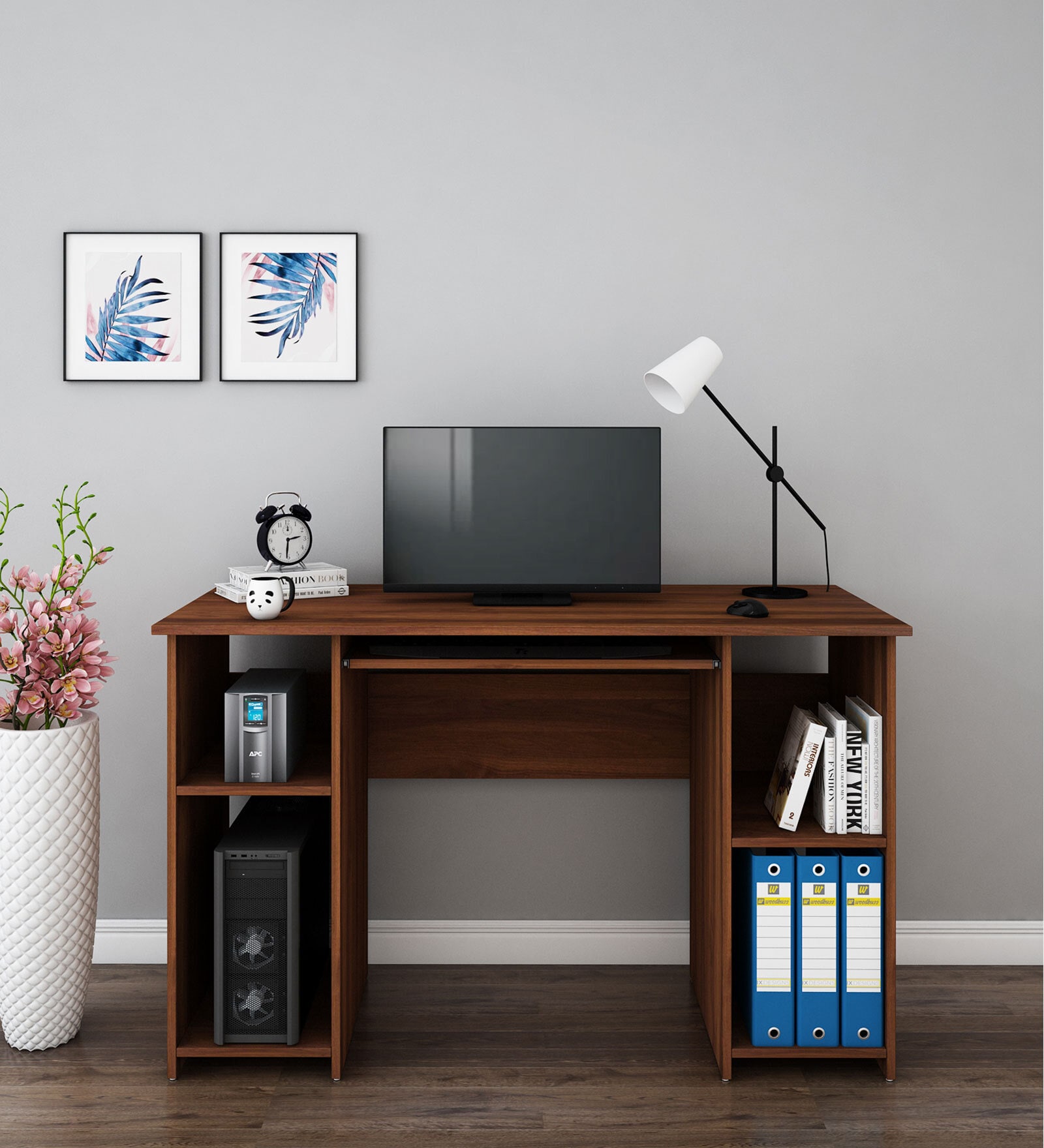 Alkin Computer Table In Walnut Finish