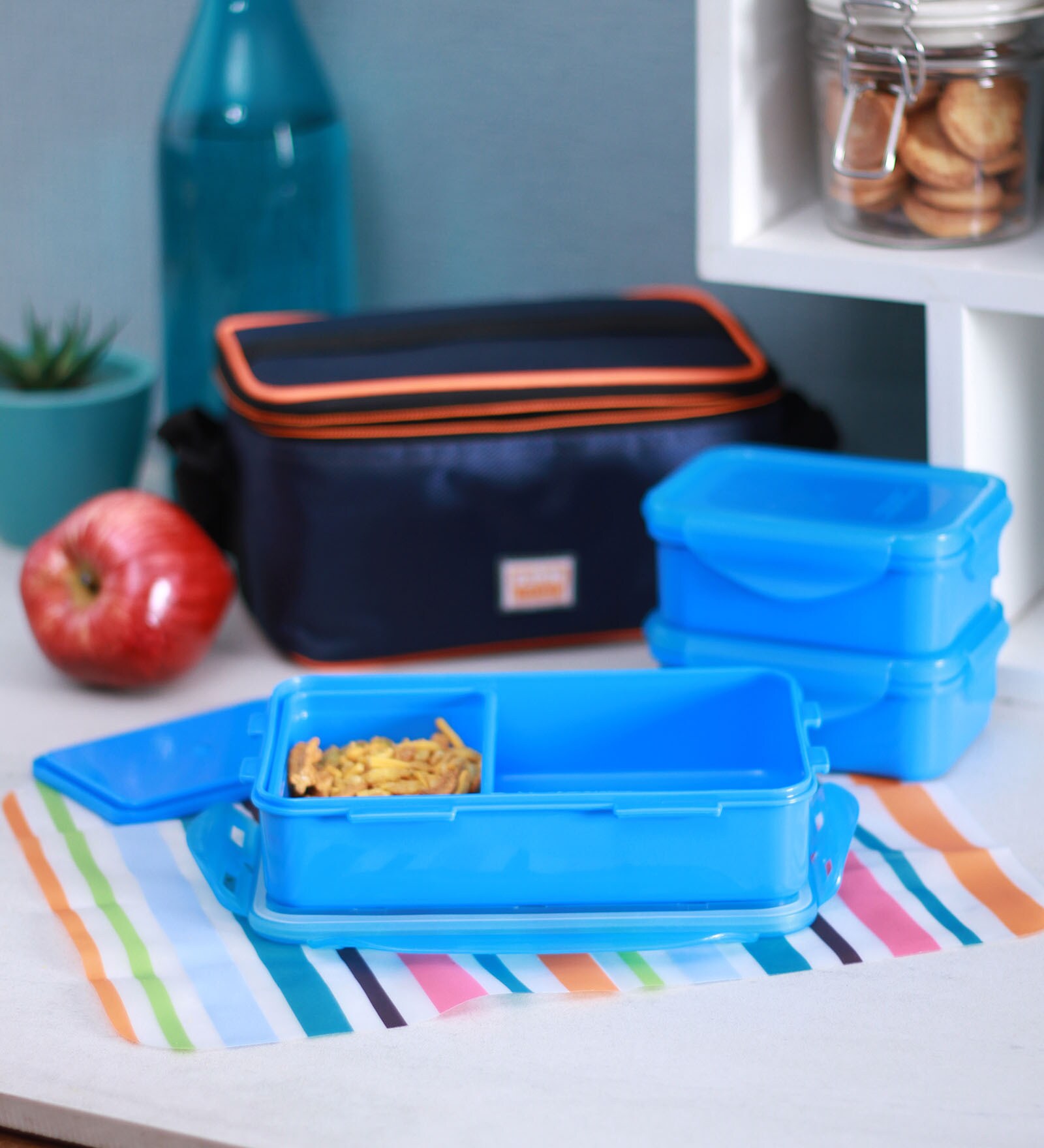 Buy All Time 9402 Food Gear Blue Plastic Lunch Box Set of 4 Online Lunch Box Lunch Box