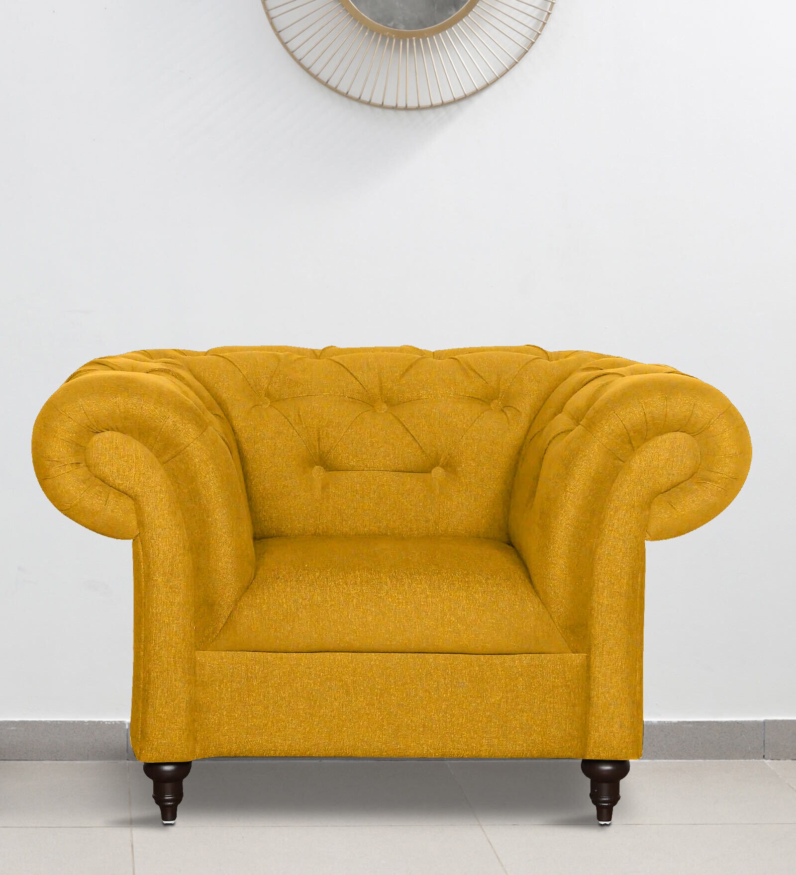 Buy Allanton Leatherette 1 Seater Sofa In Mustard Yellow Colour at 11
