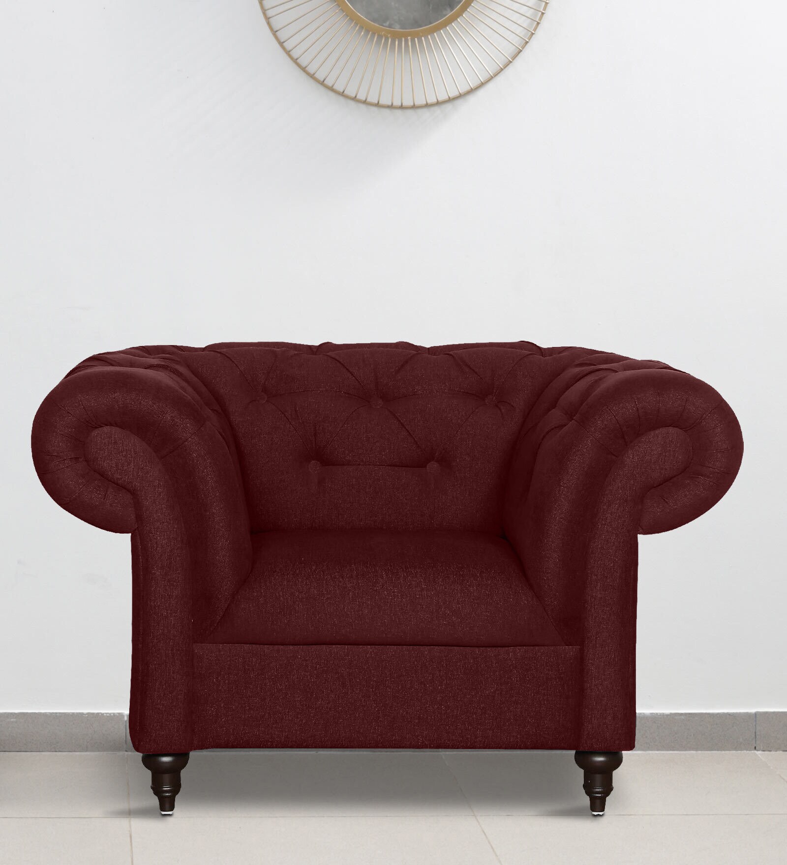 Buy Allanton Velvet 1 Seater Sofa in Wine Colour at 11% OFF by ...