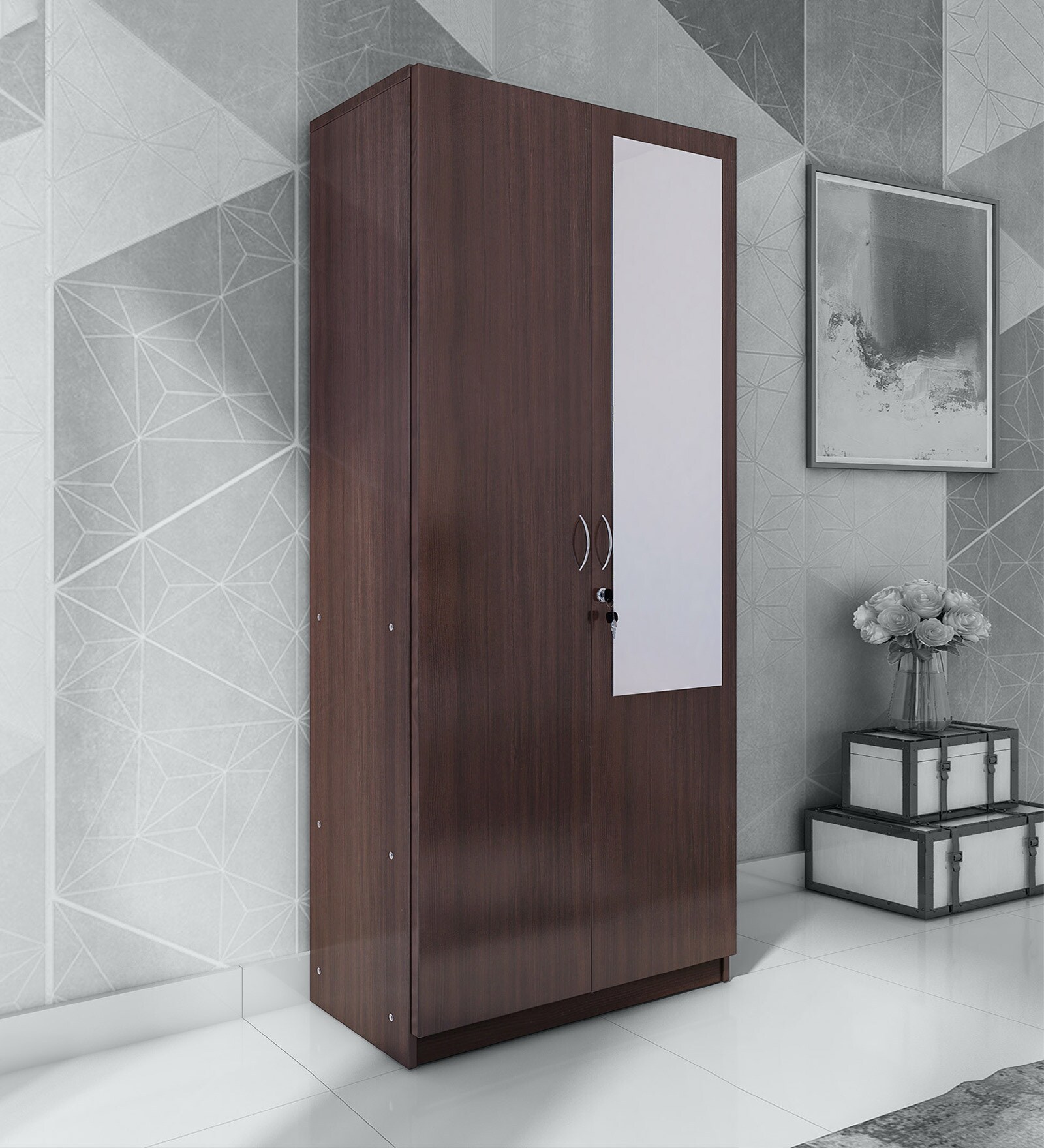 Allen 2 Door Wardrobe in Walnut Finish