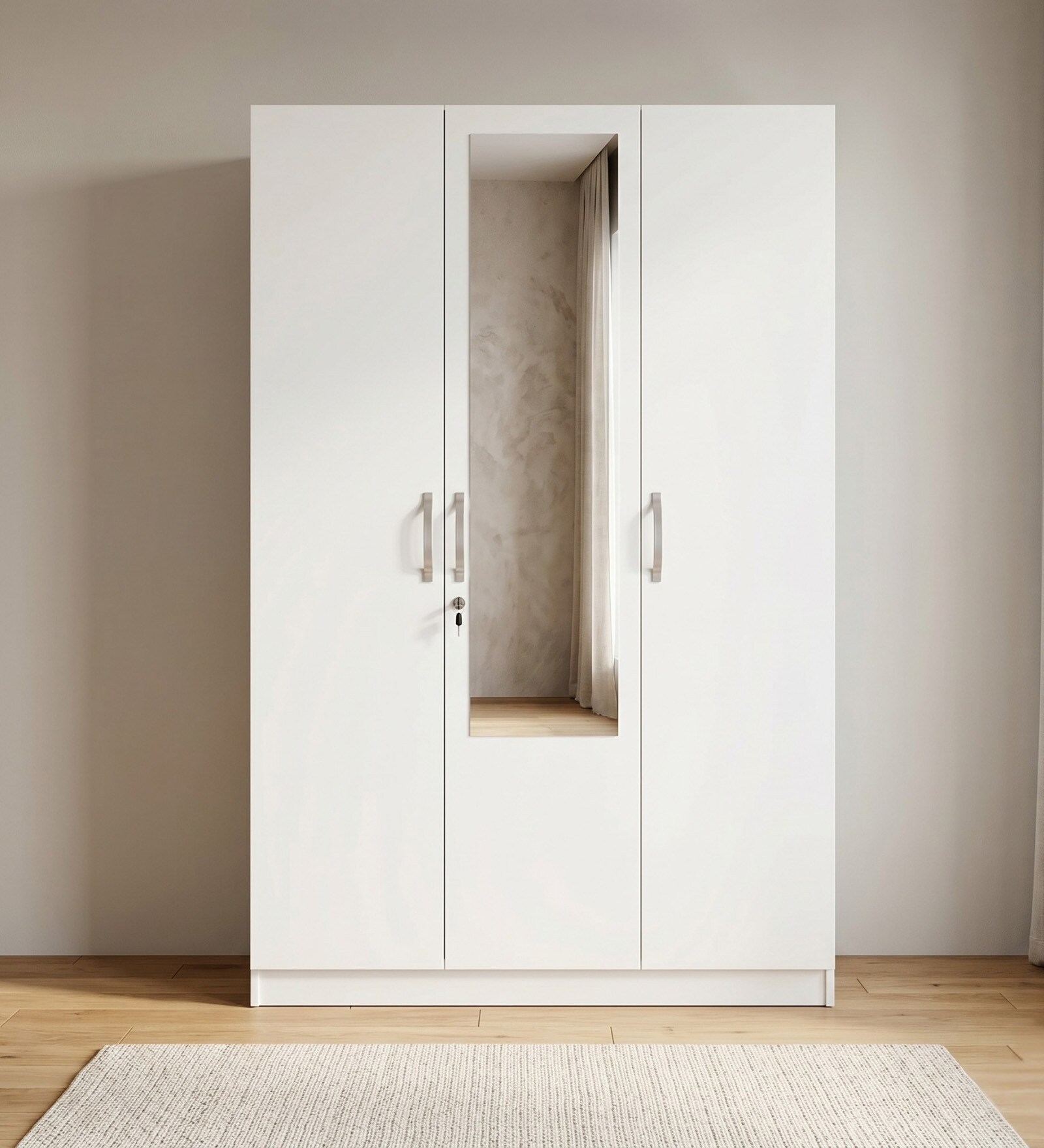 Allen Plus 3 Door Wardrobe In White Finish