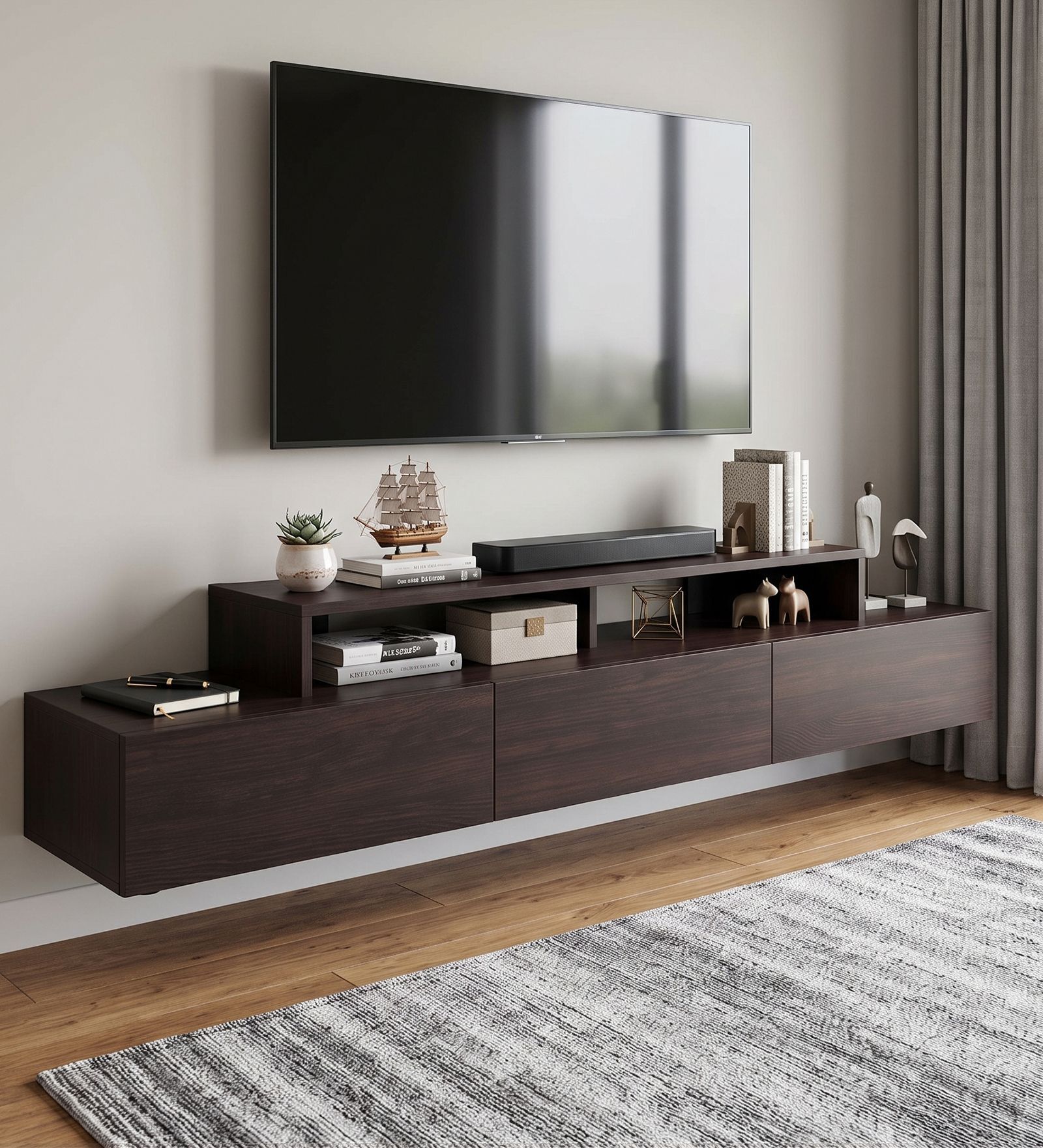 Allie TV Unit in Wenge Finish With Shelves Storage