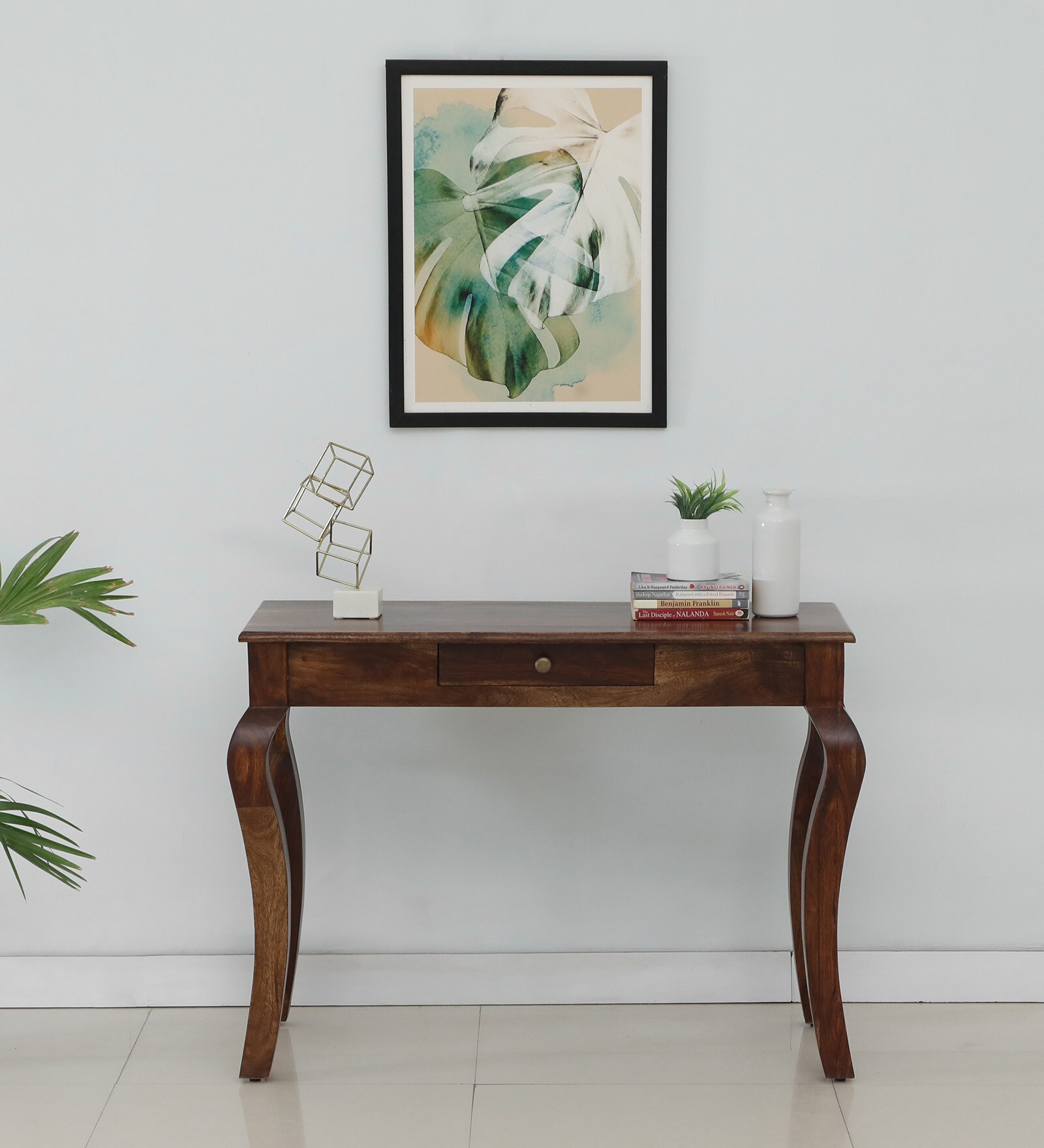 Allier Sheesham Wood Console Table In  Scratch Resistant Provincial Teak Finish