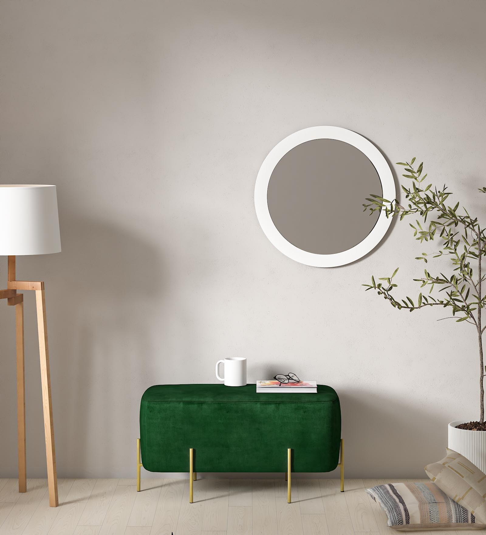 Allucio Velvet Bench In Green Colour