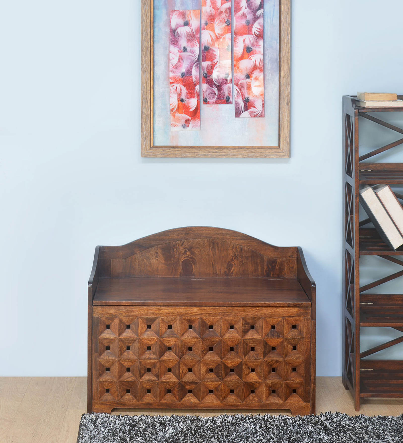 Almas Bench With storage In Walnut Finish