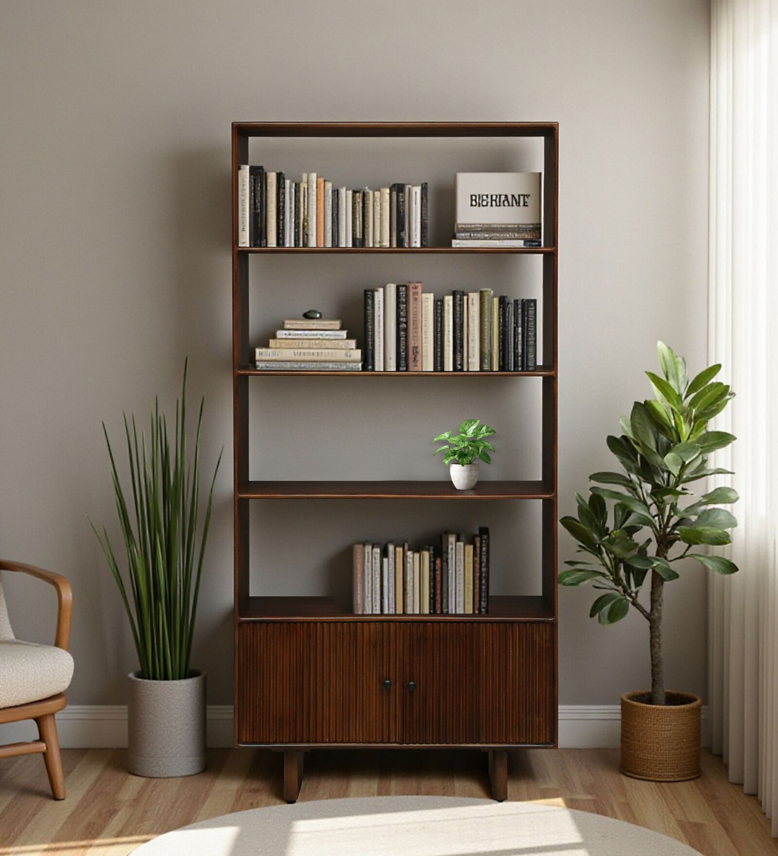 Almere Mango Wood Bookshelf In Tubbaq Finish