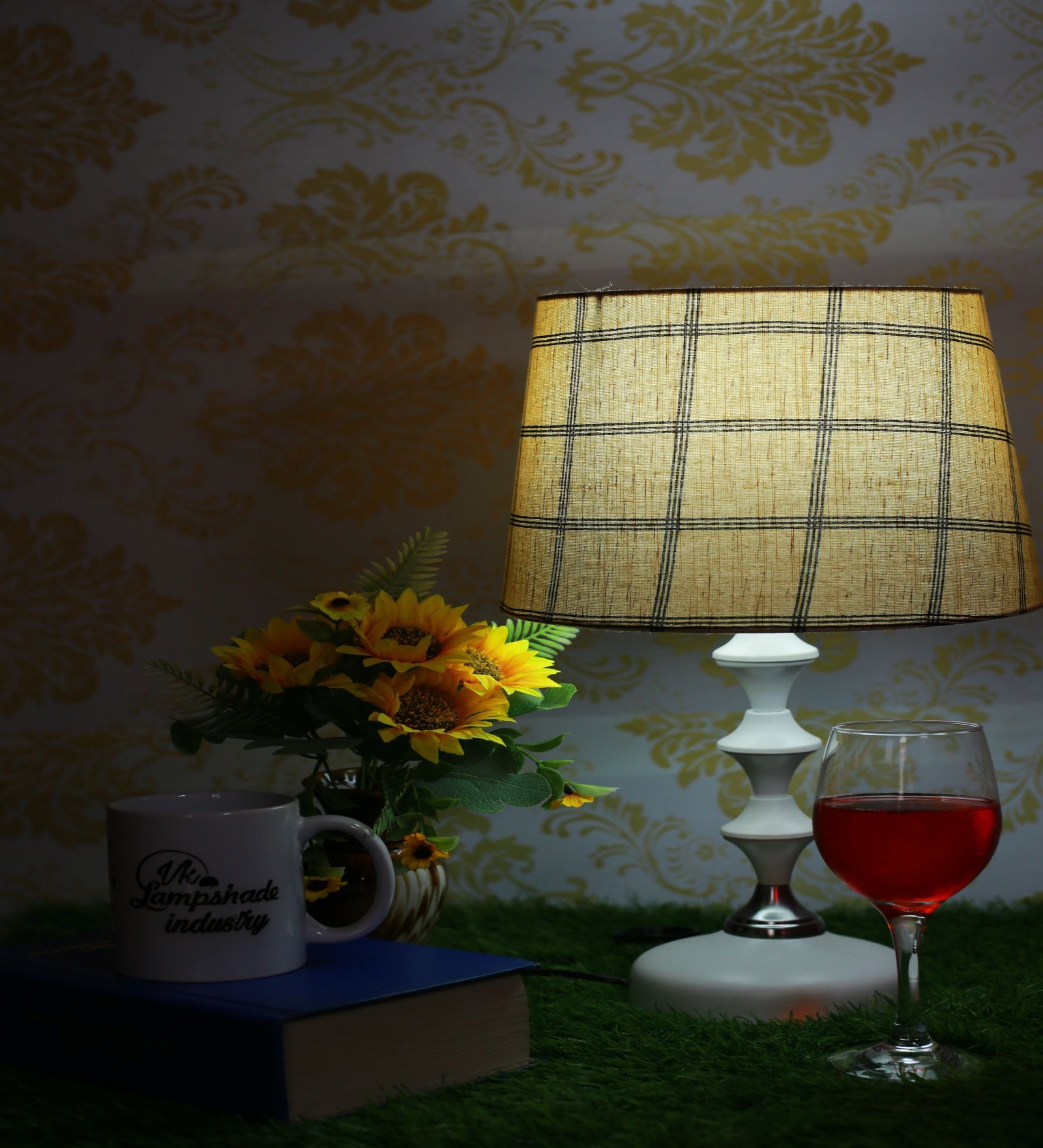 Almond And Black Taper Lampshade