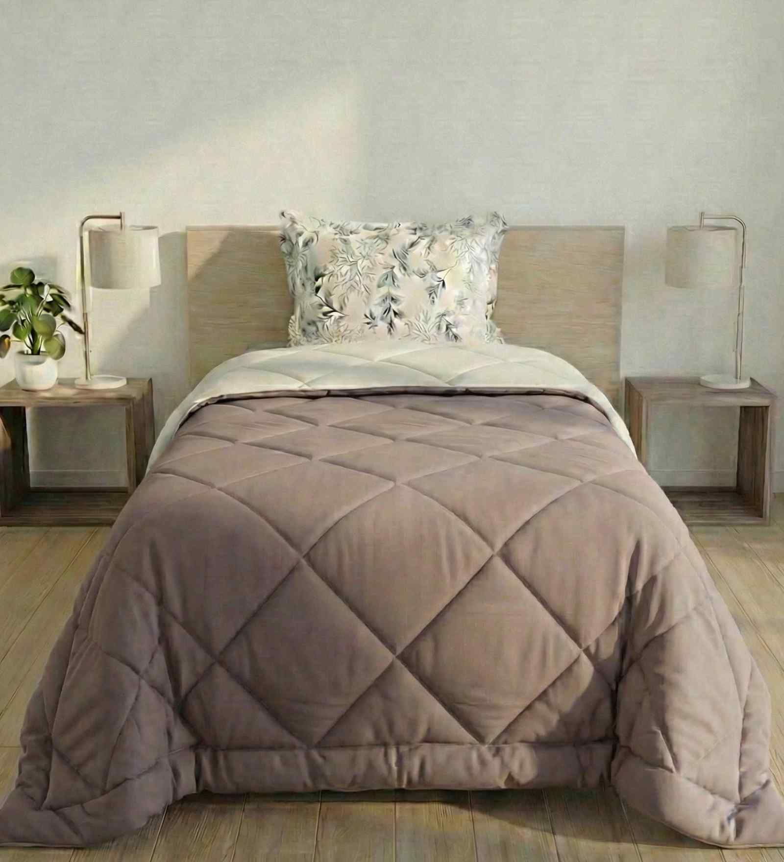 Almond Brown Impress Single 150 GSM Solid Comforter
