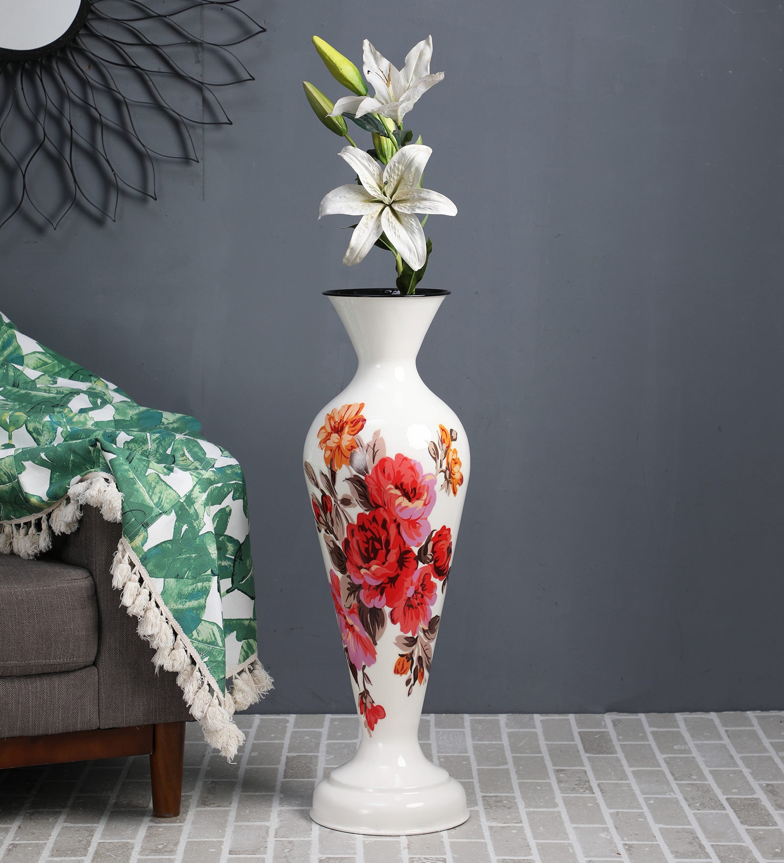 White Big Corner Mild Steel Vase