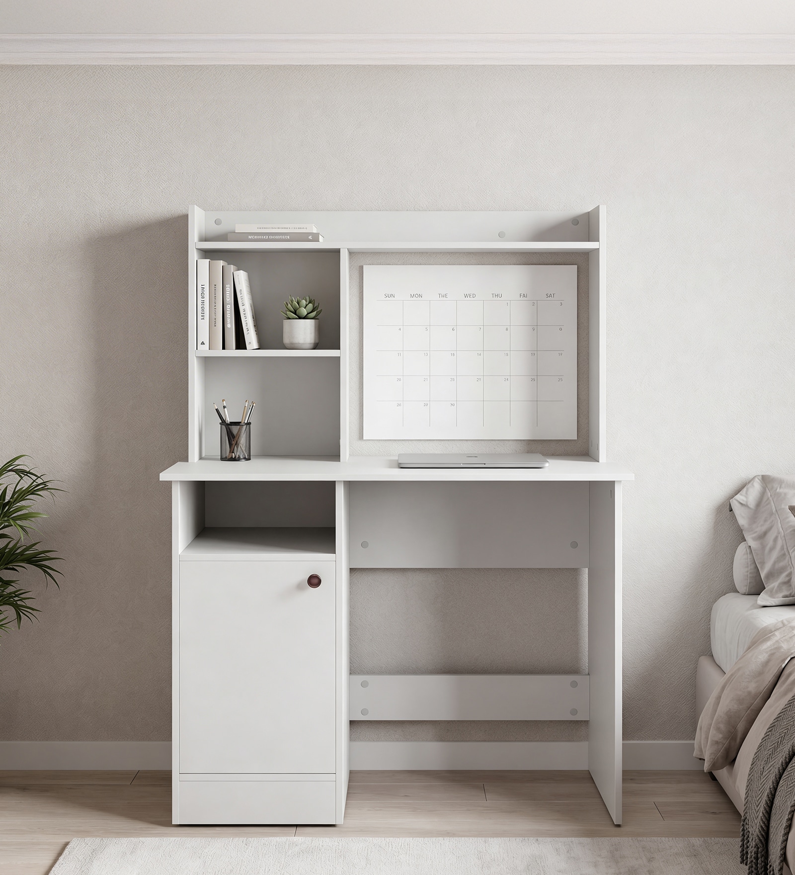 Alpine Computer Table In Frosty White Finish