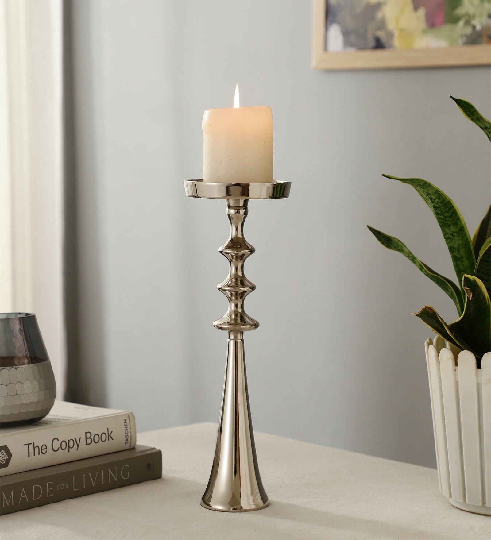 Altar Flame Silver Candle Holder
