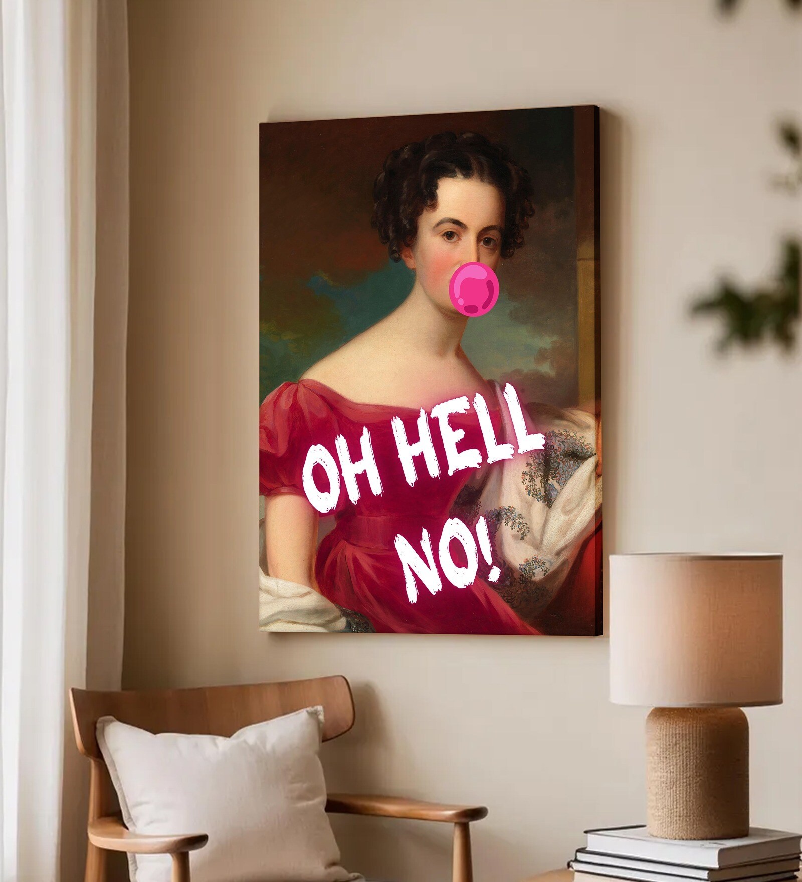 16 Inches Oh Hell No! Canvas Stretched Wall Art Printed Pinting