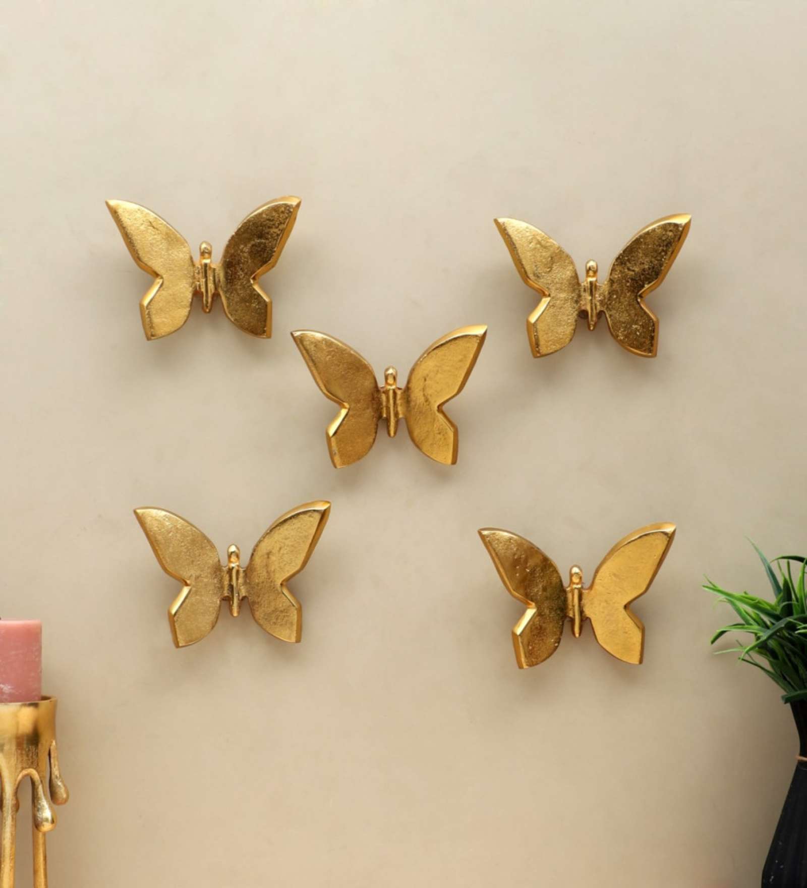 Aluminium Butterflys Wall Art Set of 5