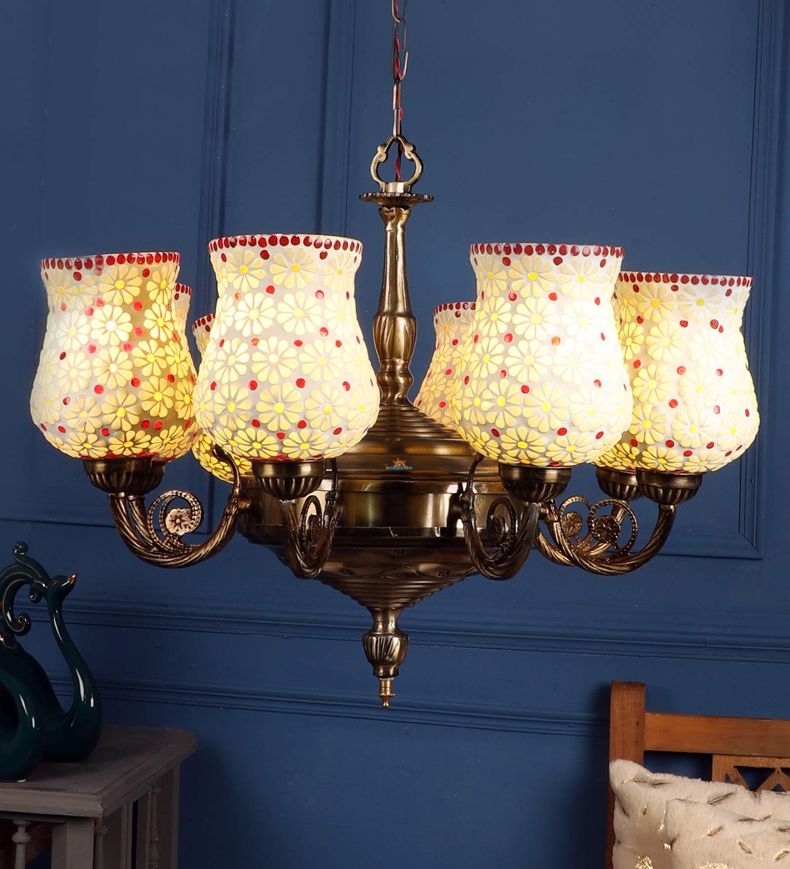 Algae Brown Glass Shaded Chandelier