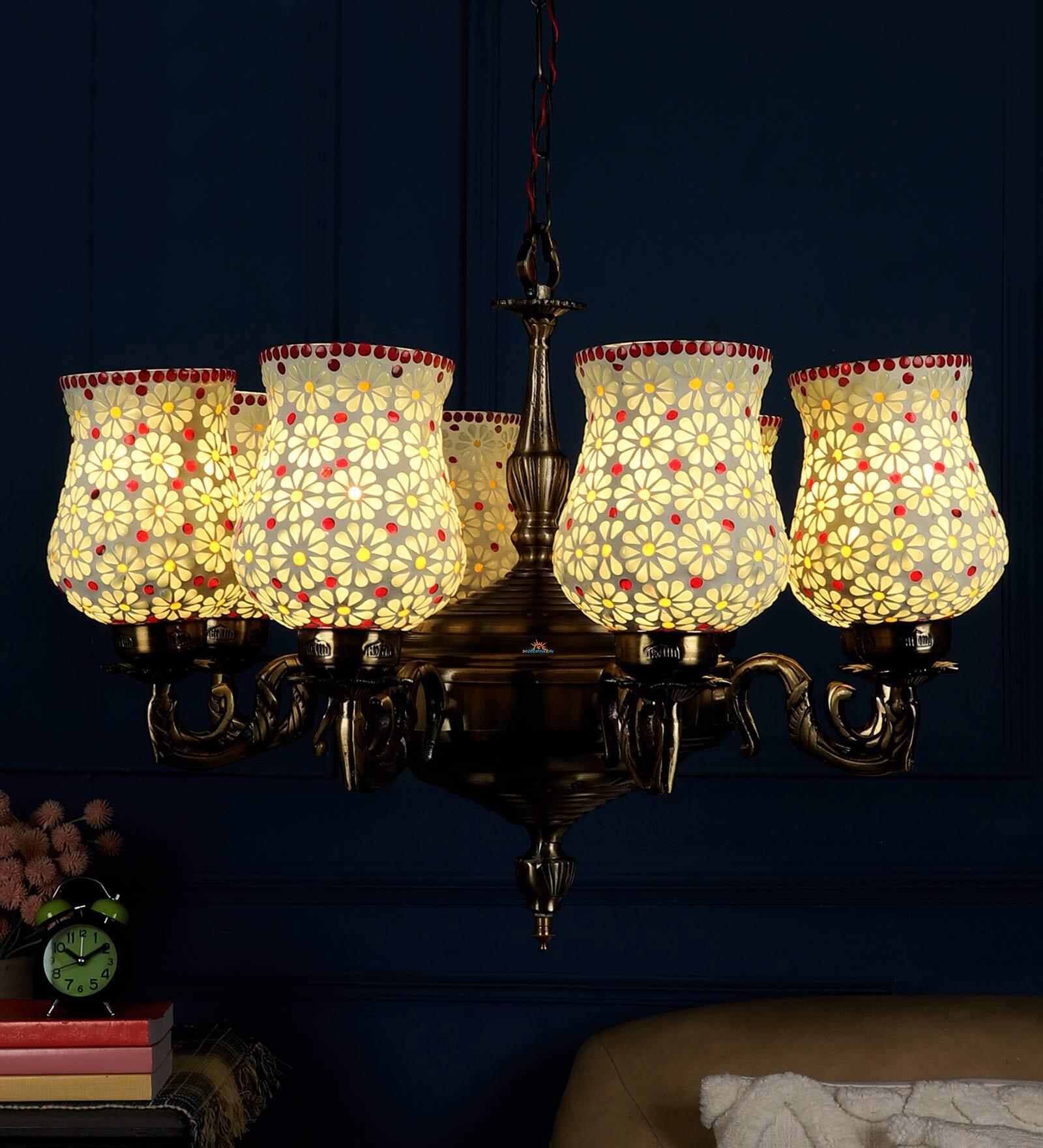 Imprisoned Brown Glass Shaded Chandelier