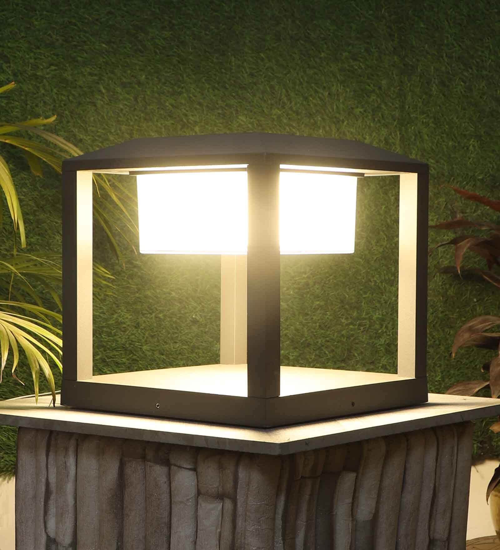 Aluminium Grey 12 watt Square LED Gate Light  (Warm White)