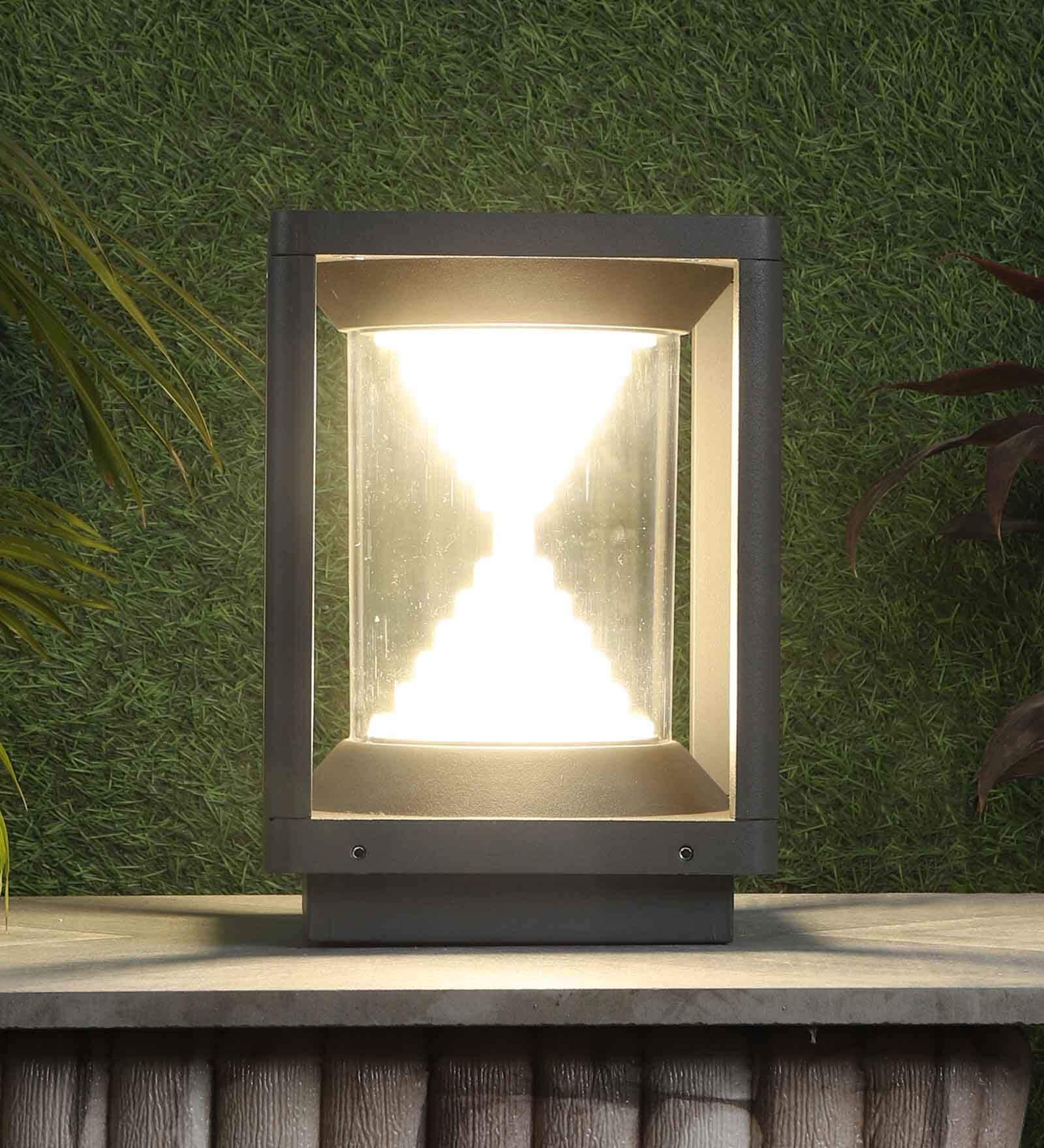 Aluminium Grey 2 x 7 watt Square LED Gate Light  (Warm White)