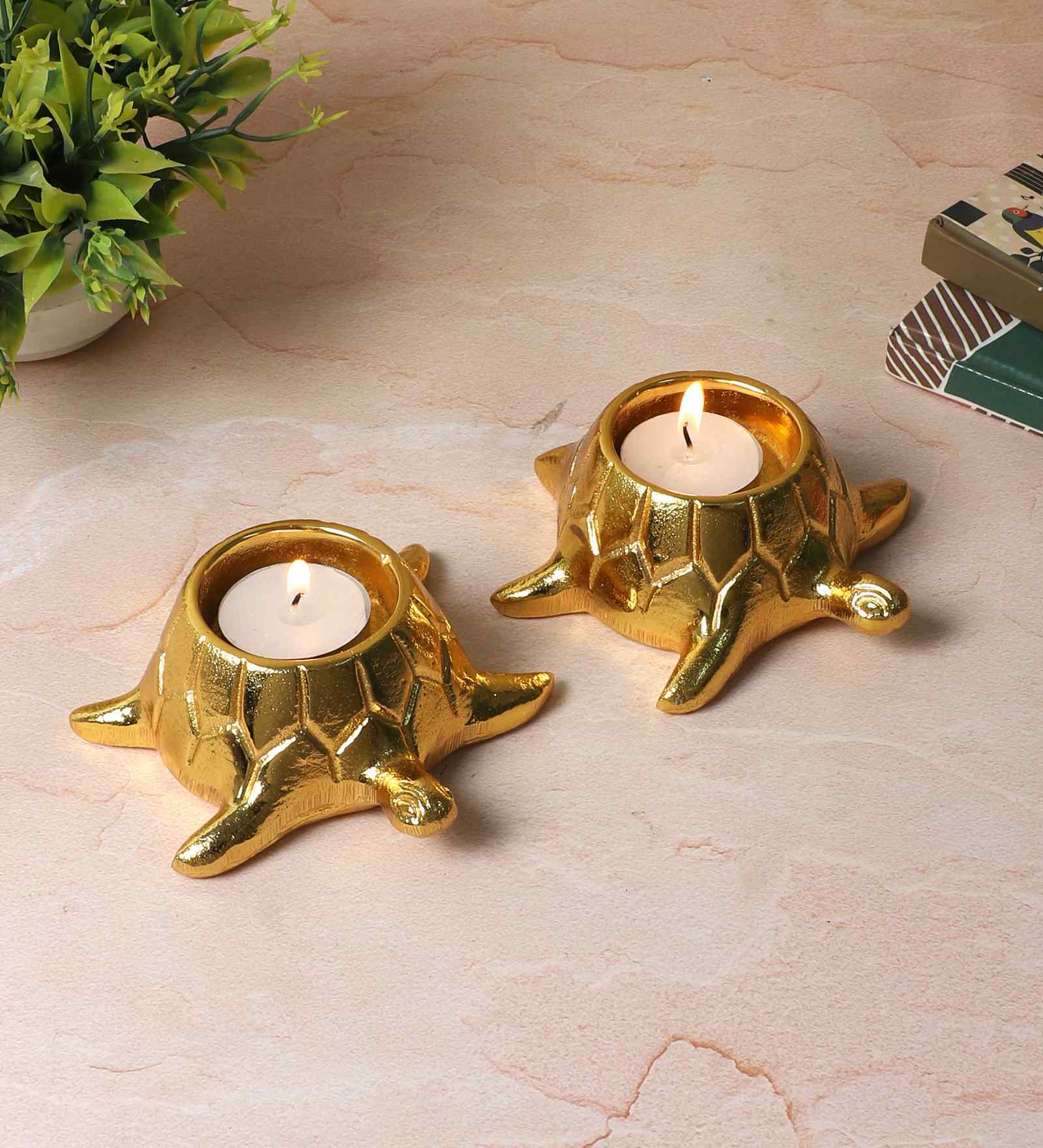 Aluminium Turtle Tealight Holder Set of 2
