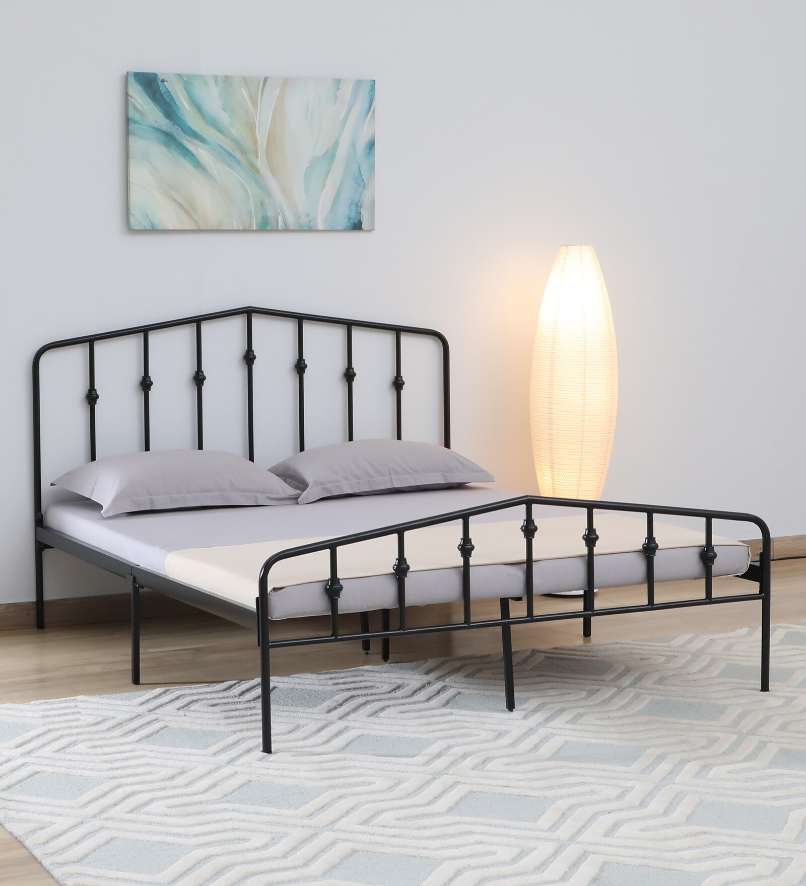 Buy Alvarita Metal Queen Size Bed in Black Colour at 5 OFF by