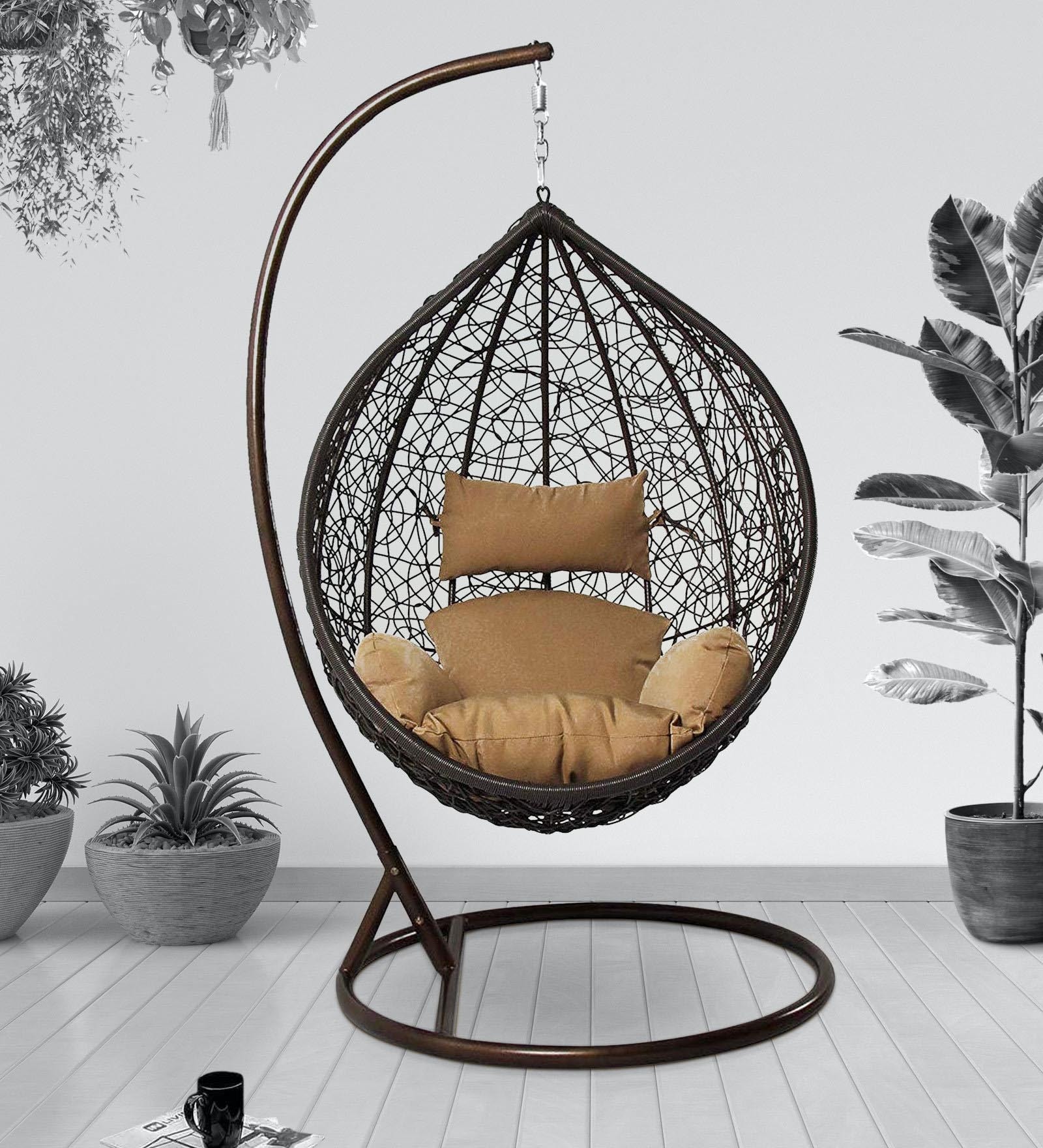 Alvin Wicker Swing in Black & Brown Colour