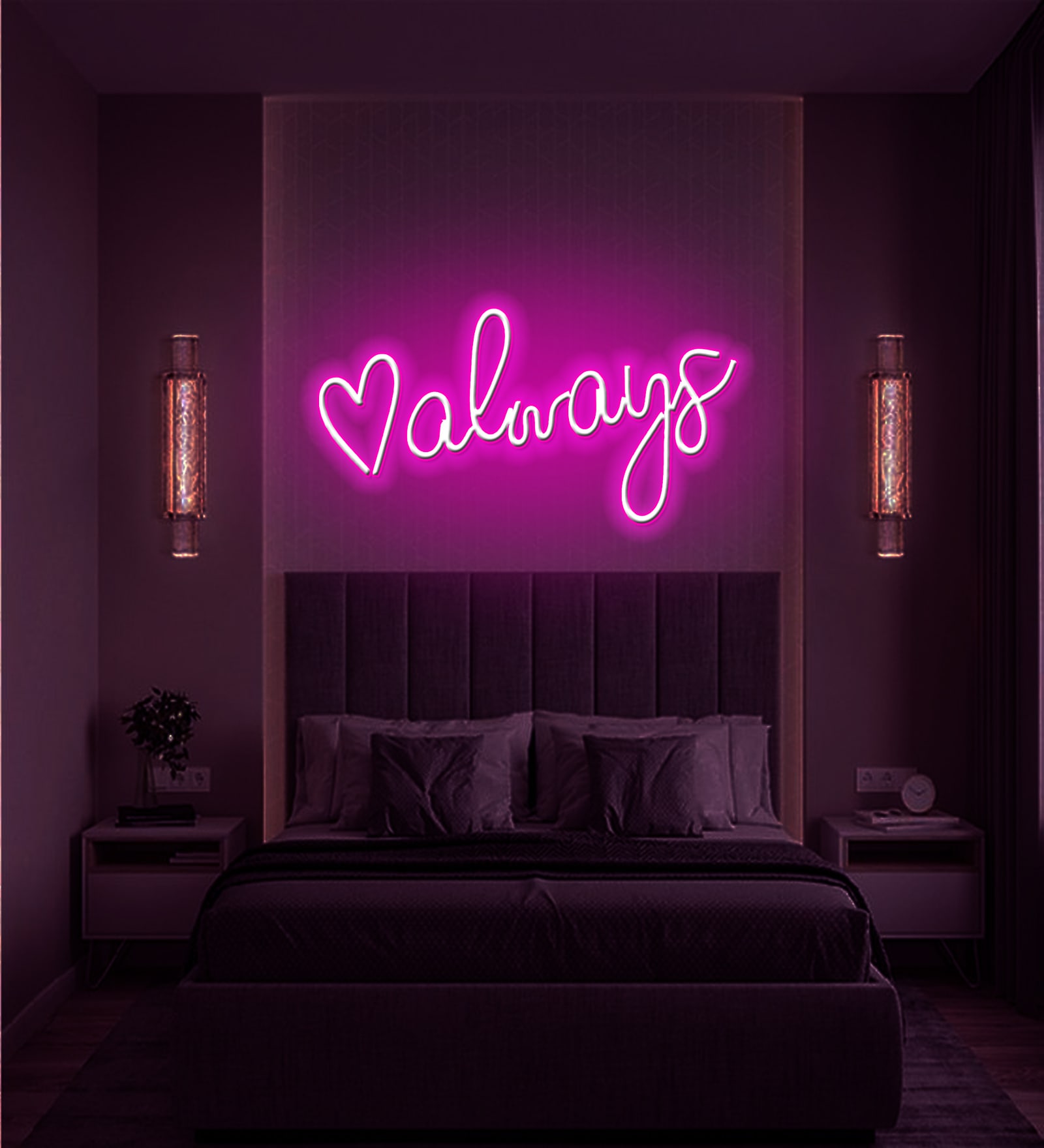 Always Love  (W 16 x H 8) Acyrlic & Silicone LED Neon Light (Pink)