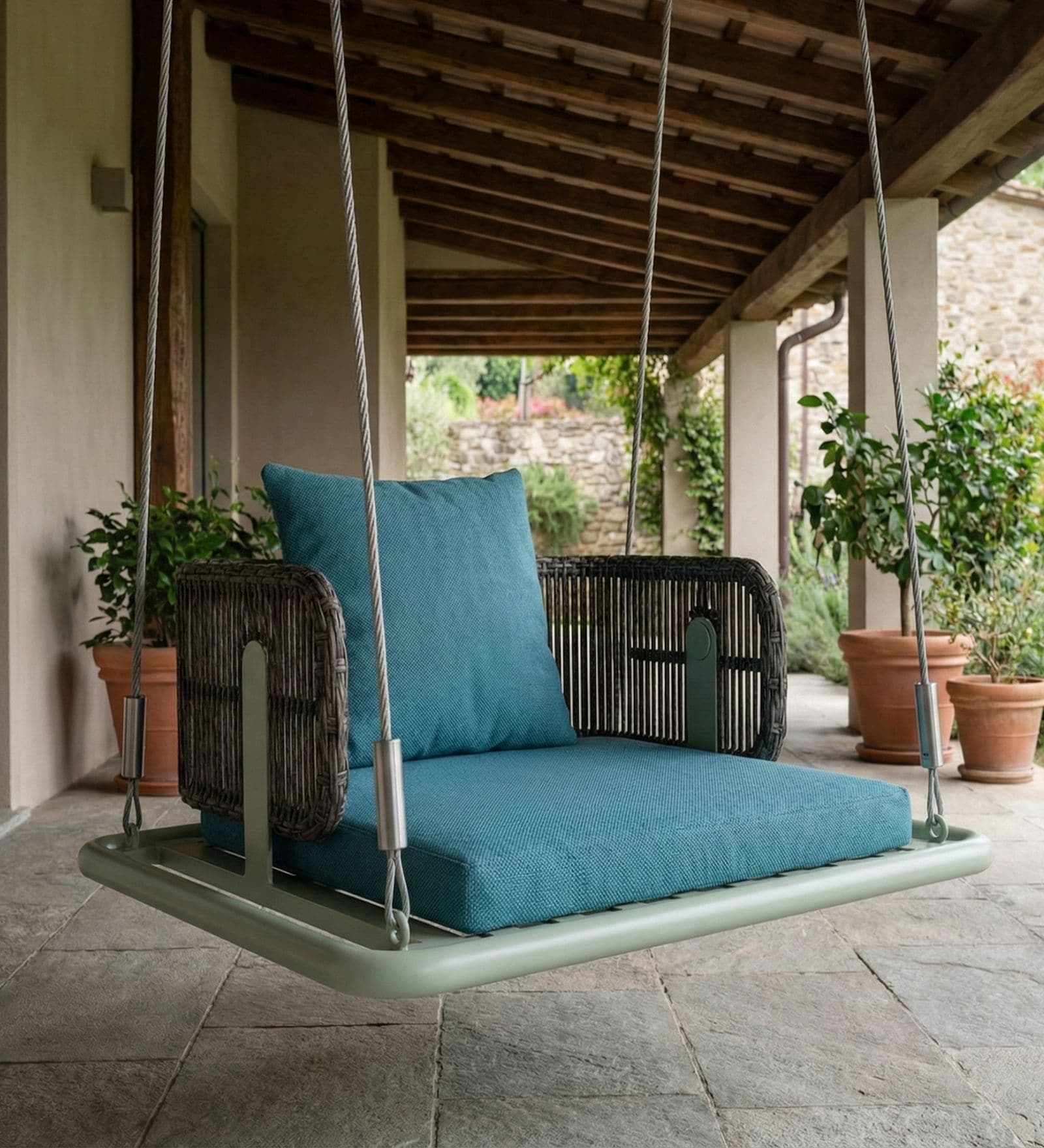 Alza Wicker Outdoor  Swing In Satori Beige Finish