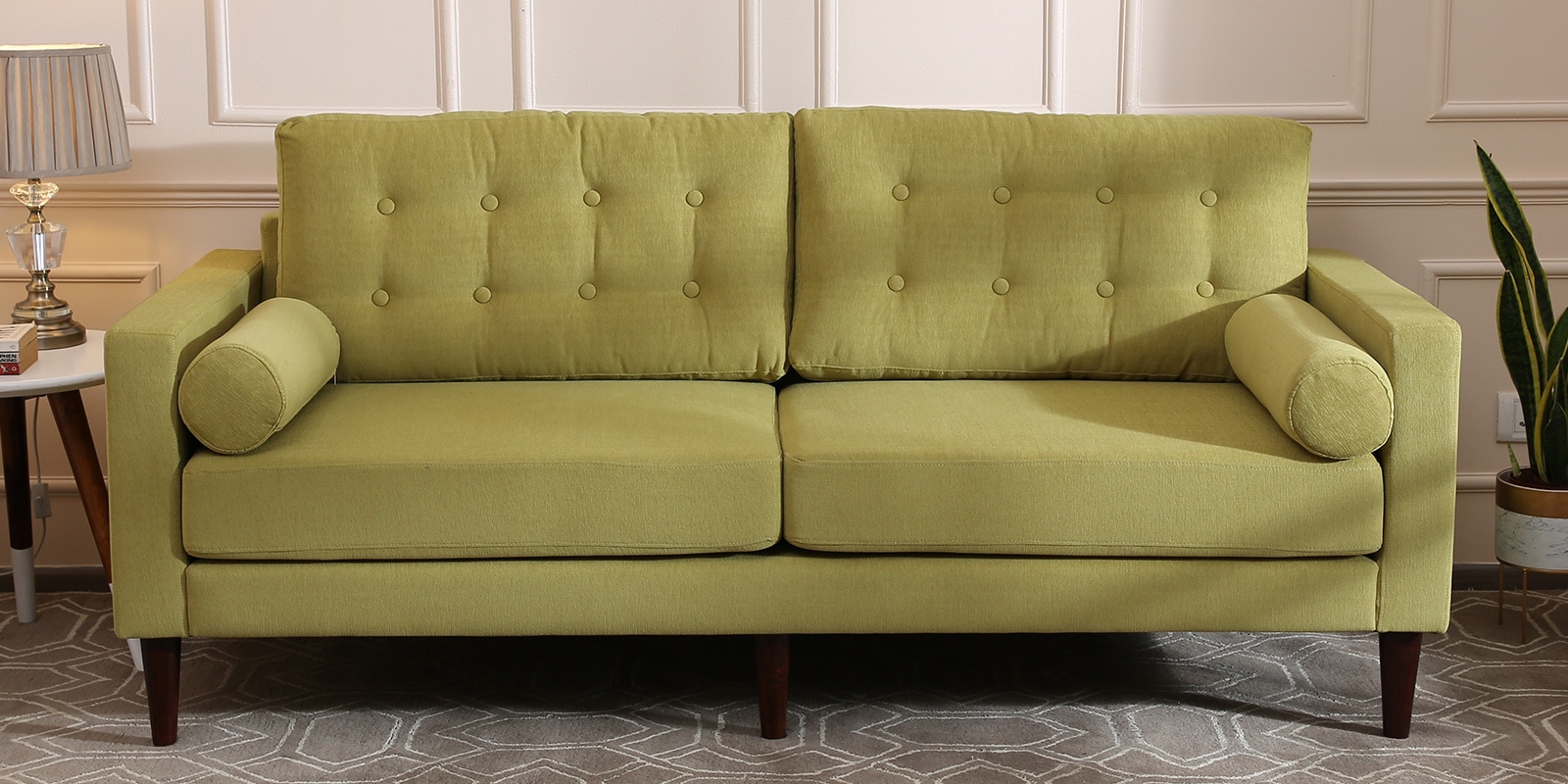 Alaine Fabric 3 Seater Sofa In Olive Green Colour
