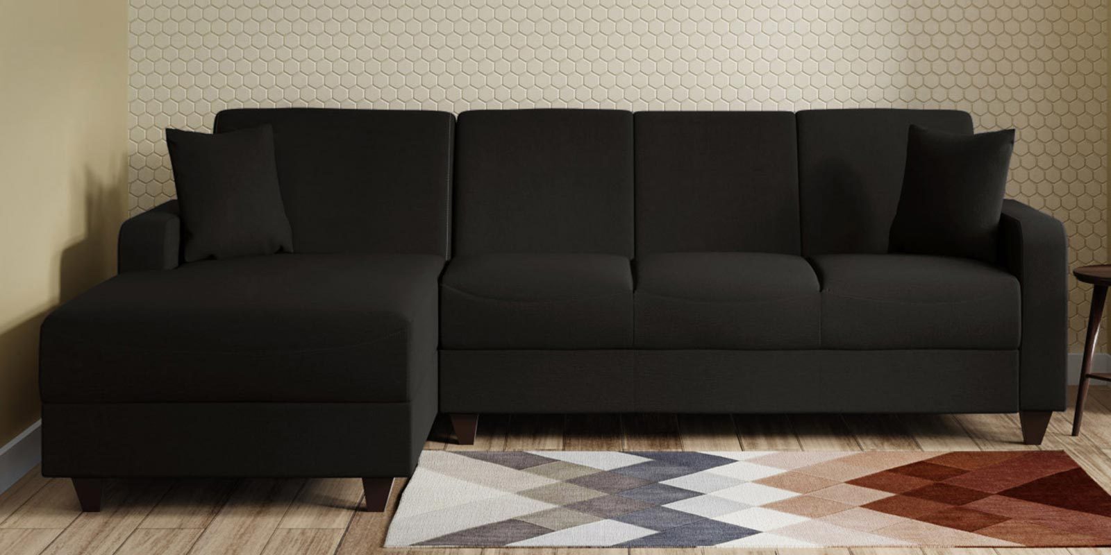 Alba Fabric RHS Sectional Sofa (3 + Lounger) in Chestnut Brown Colour