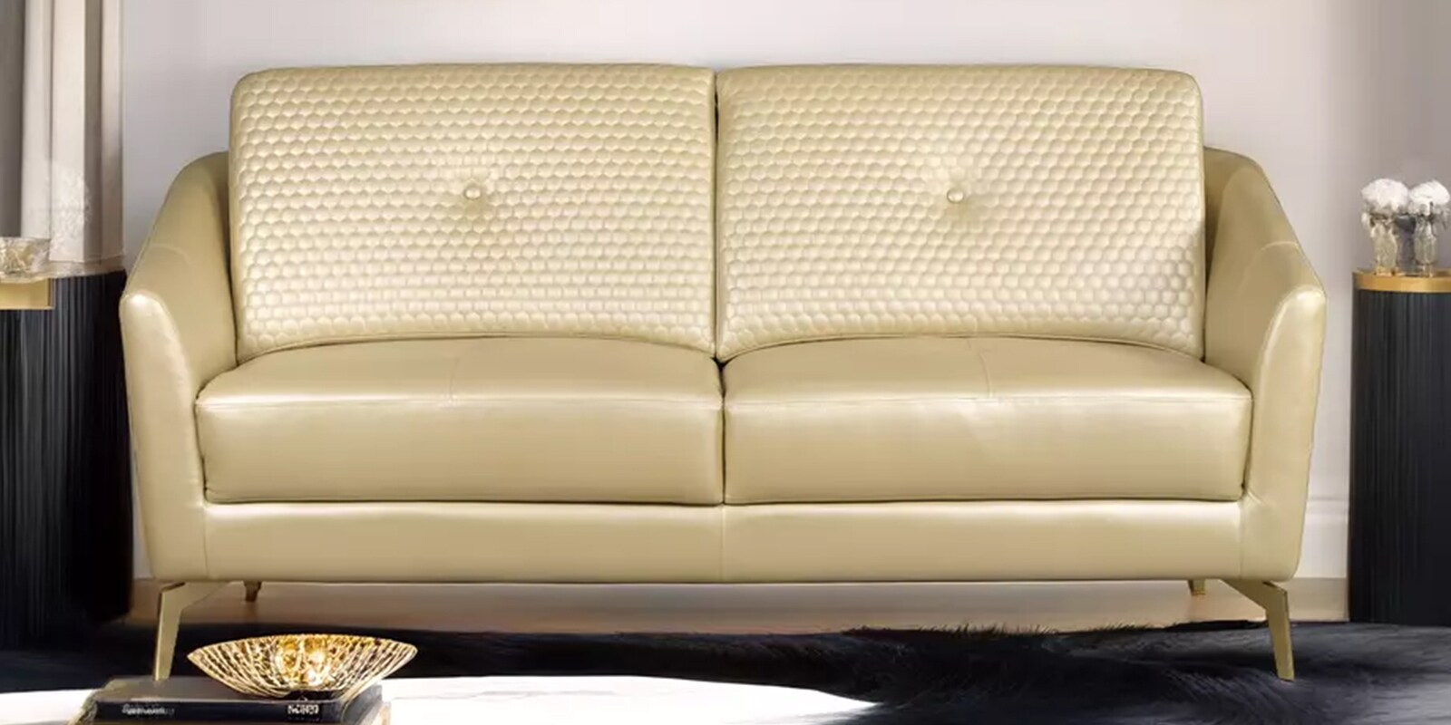 Albert Leather 3 Seater Sofa In Beige Colour