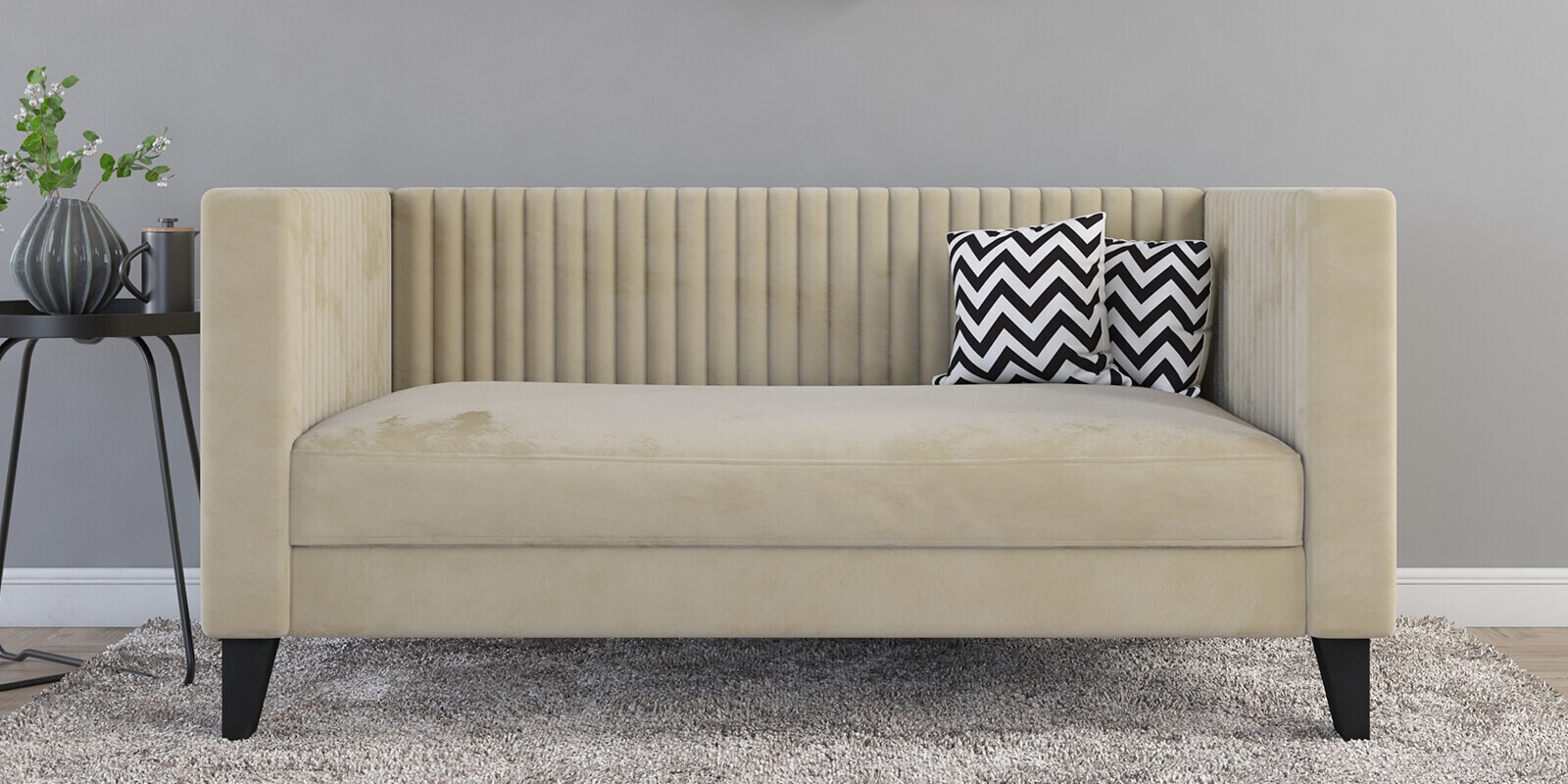 Alejandro Velvet 2 Seater Sofa In Bone White Colour