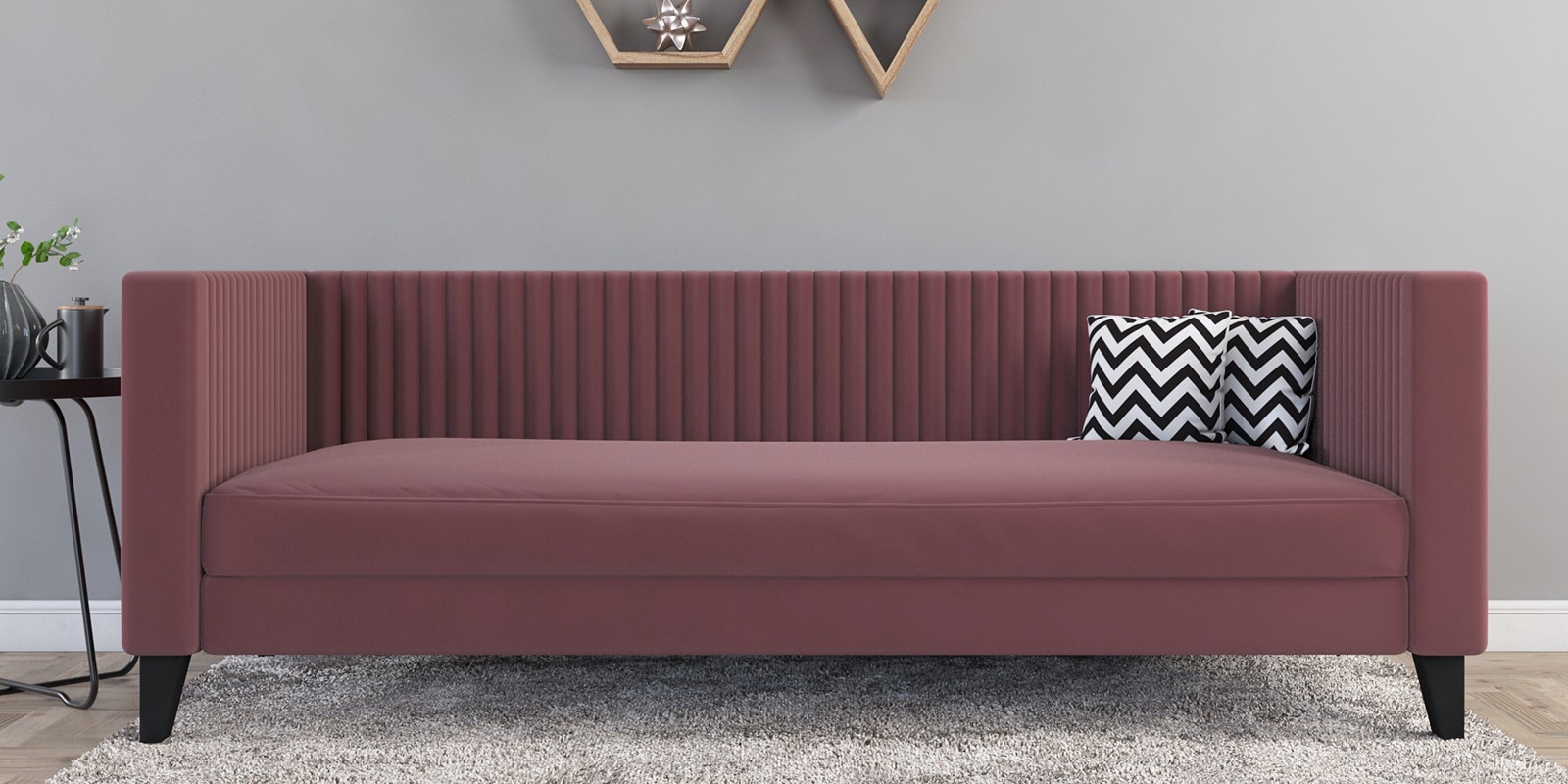 Alejandro Velvet 3 Seater Sofa In Dusky Rose Colour