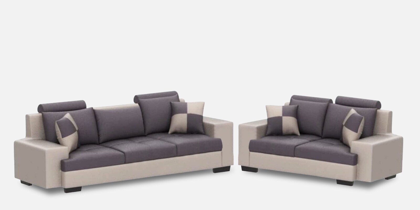 Alesandra 3+2 Sofa Set In Dark Grey & Cream Colour
