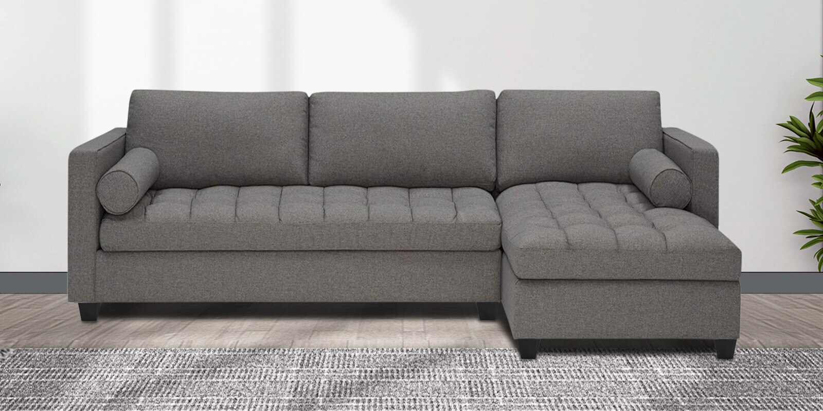 Alexander Fabric LHS 6 Seater Sectional Sofa in Grey Colour Alexander Fabric LHS 6 Seater Sectional Sofa in Grey Colour