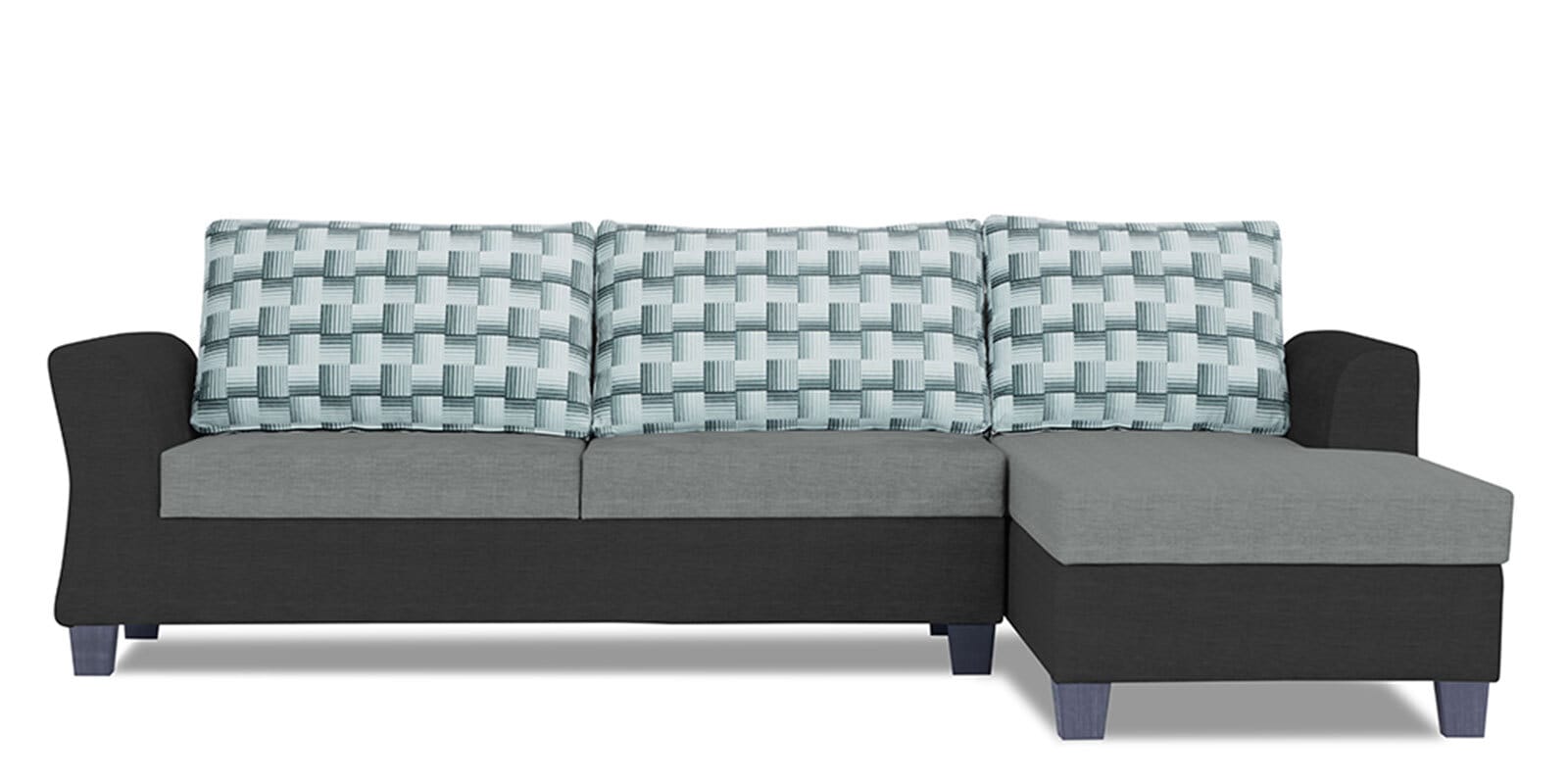 Alexia Plus Bricks 6 Seater LHS Sectional Sofa set in Grey & Black Colour