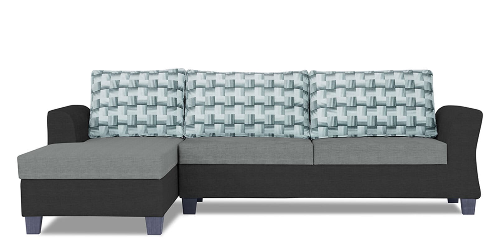 Alexia Plus Bricks 6 Seater RHS Sectional Sofa set in Grey & Black Colour