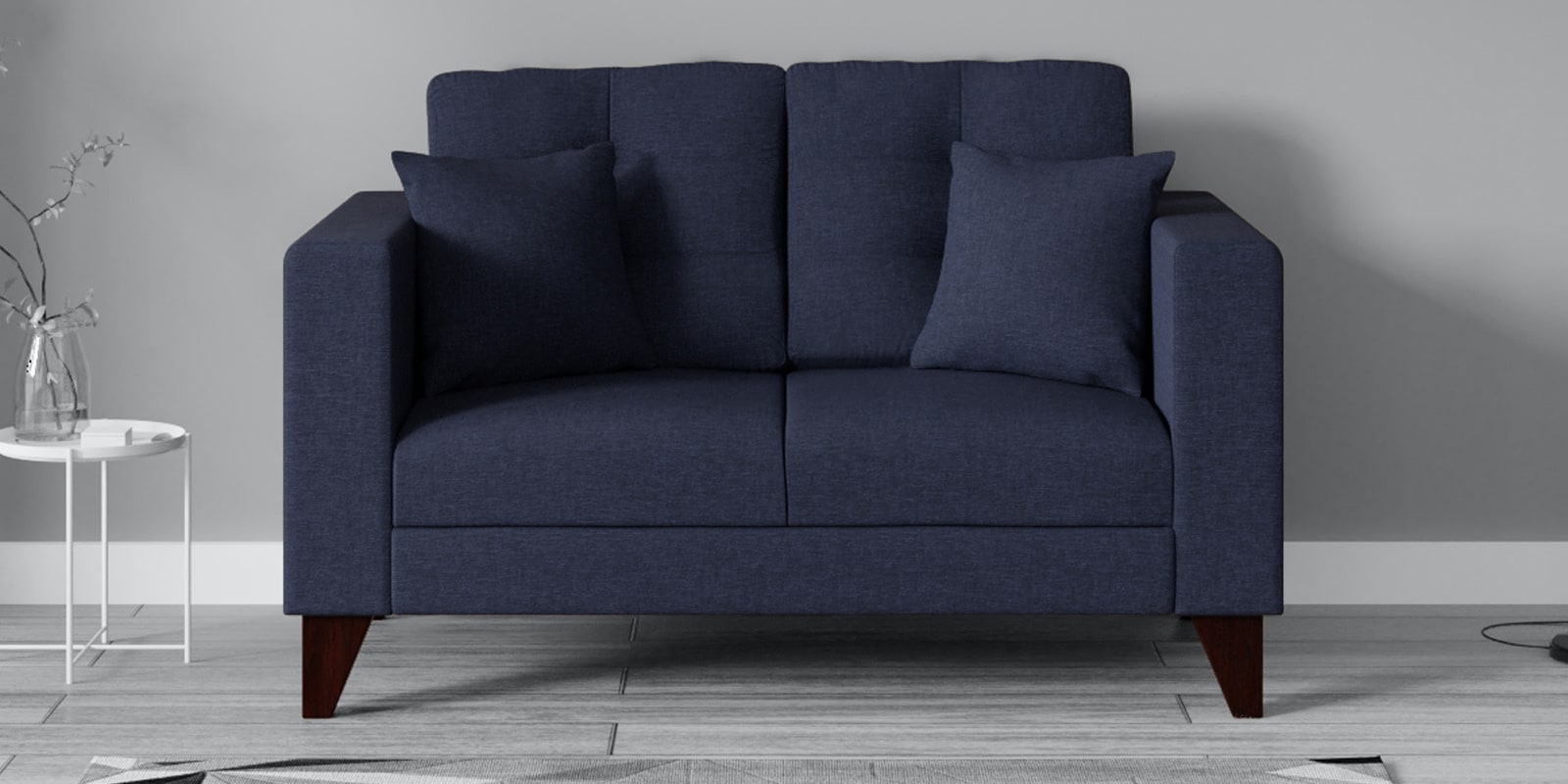 Buy Alfredo Fabric 2 Seater Sofa In Navy Blue Colour at 2% OFF by ...