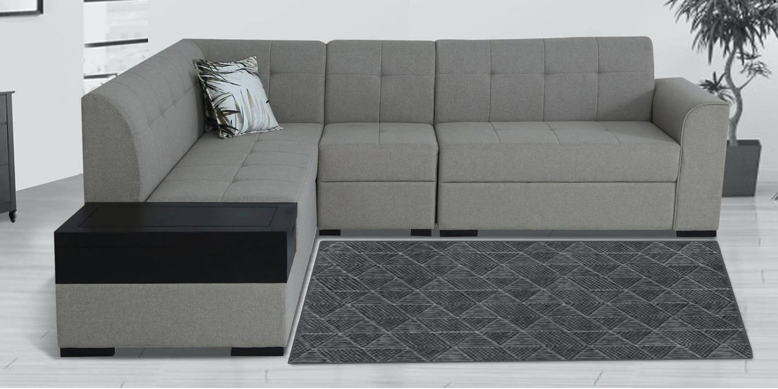 Alvin Fabric RHS Sectional Sofa in Beige Colour